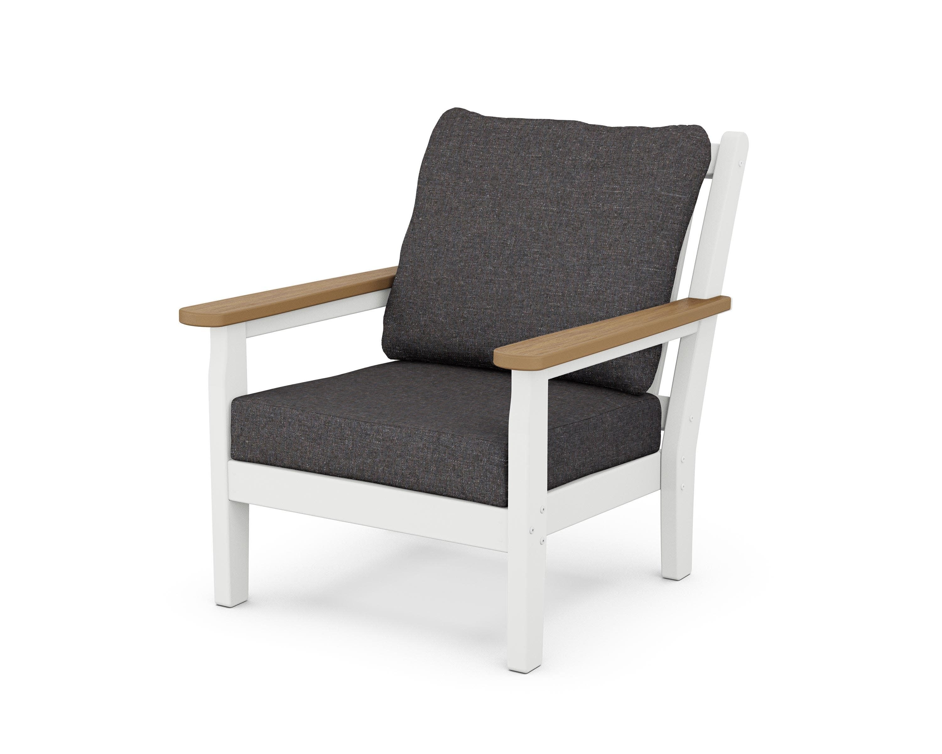 Chippendale Deep Seating Chair in White / Natural / Ash Charcoal