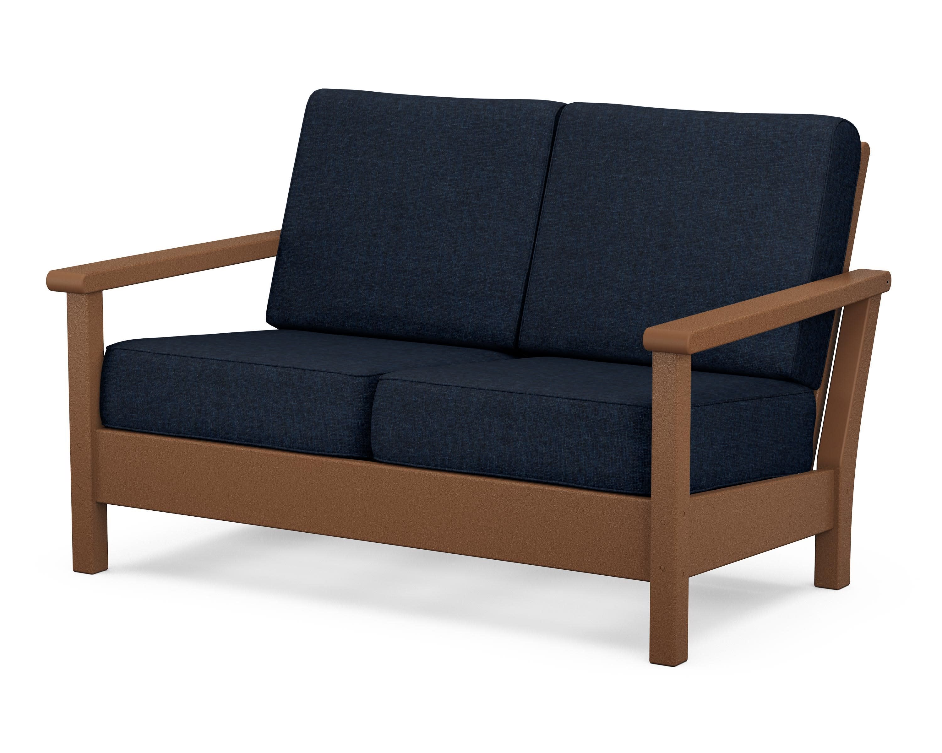 Harbour Deep Seating Loveseat in Teak / Marine Indigo