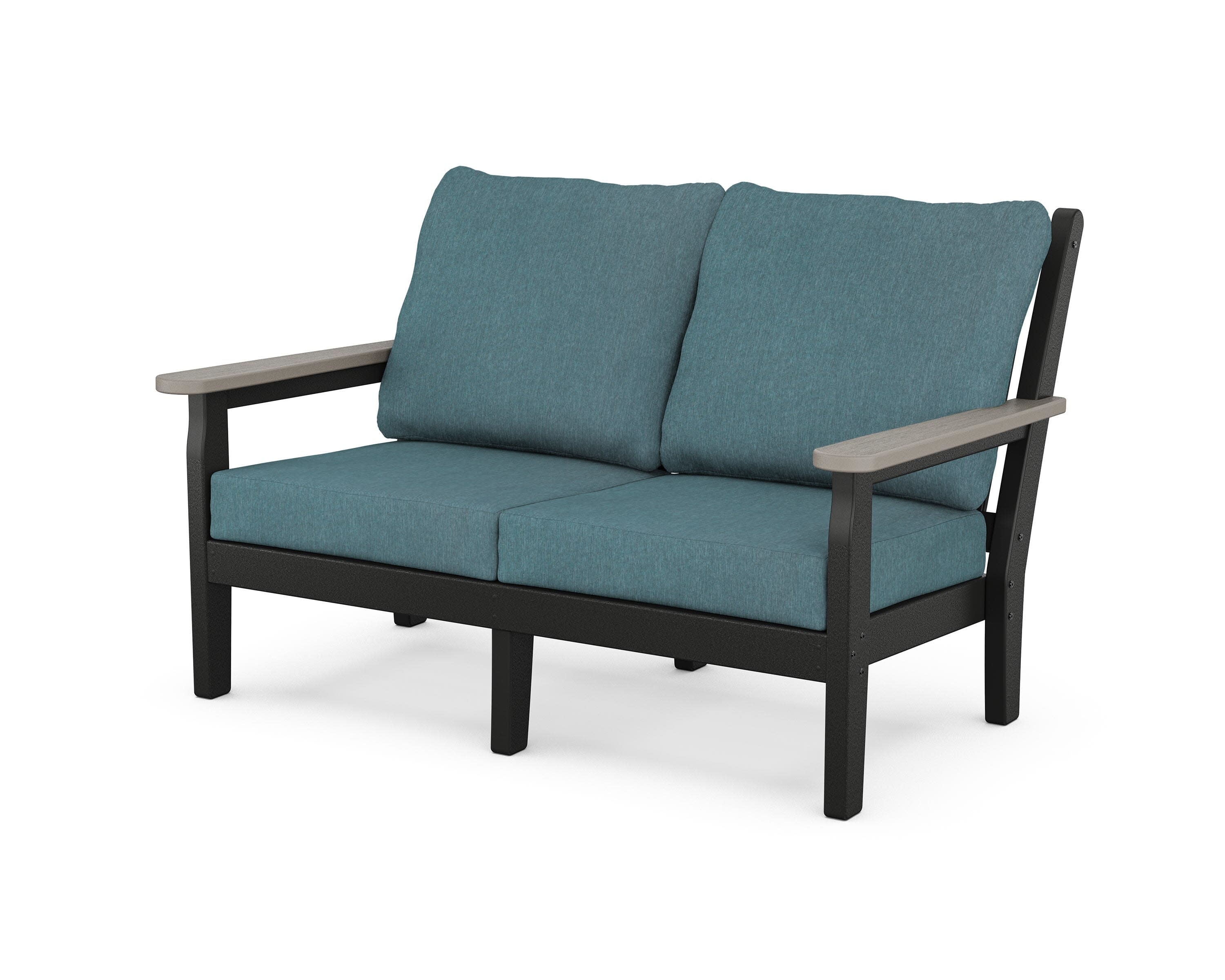 Chippendale Deep Seating Loveseat in Black / Driftwood / Ocean Teal