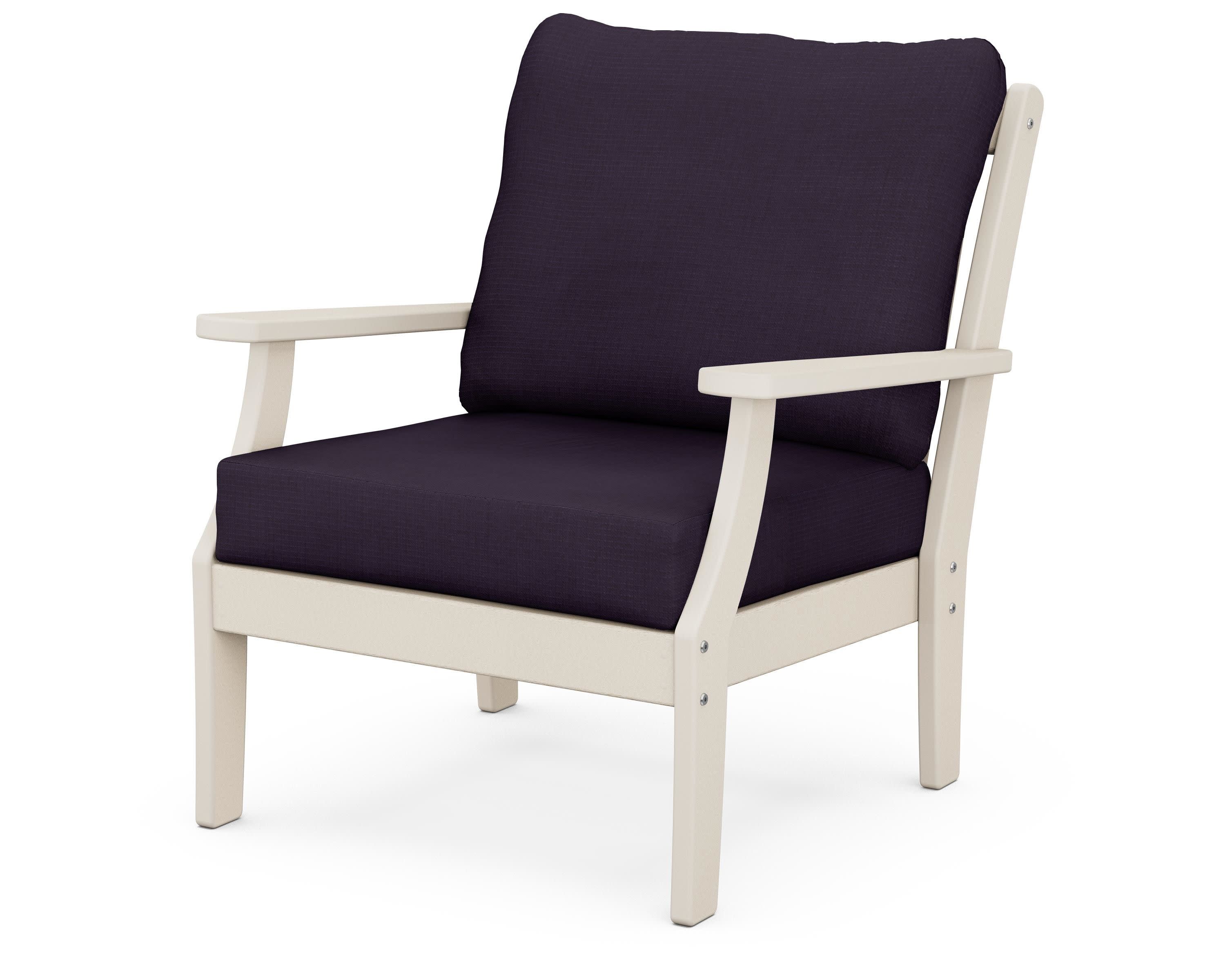 Braxton Deep Seating Chair in Sand / Navy Linen