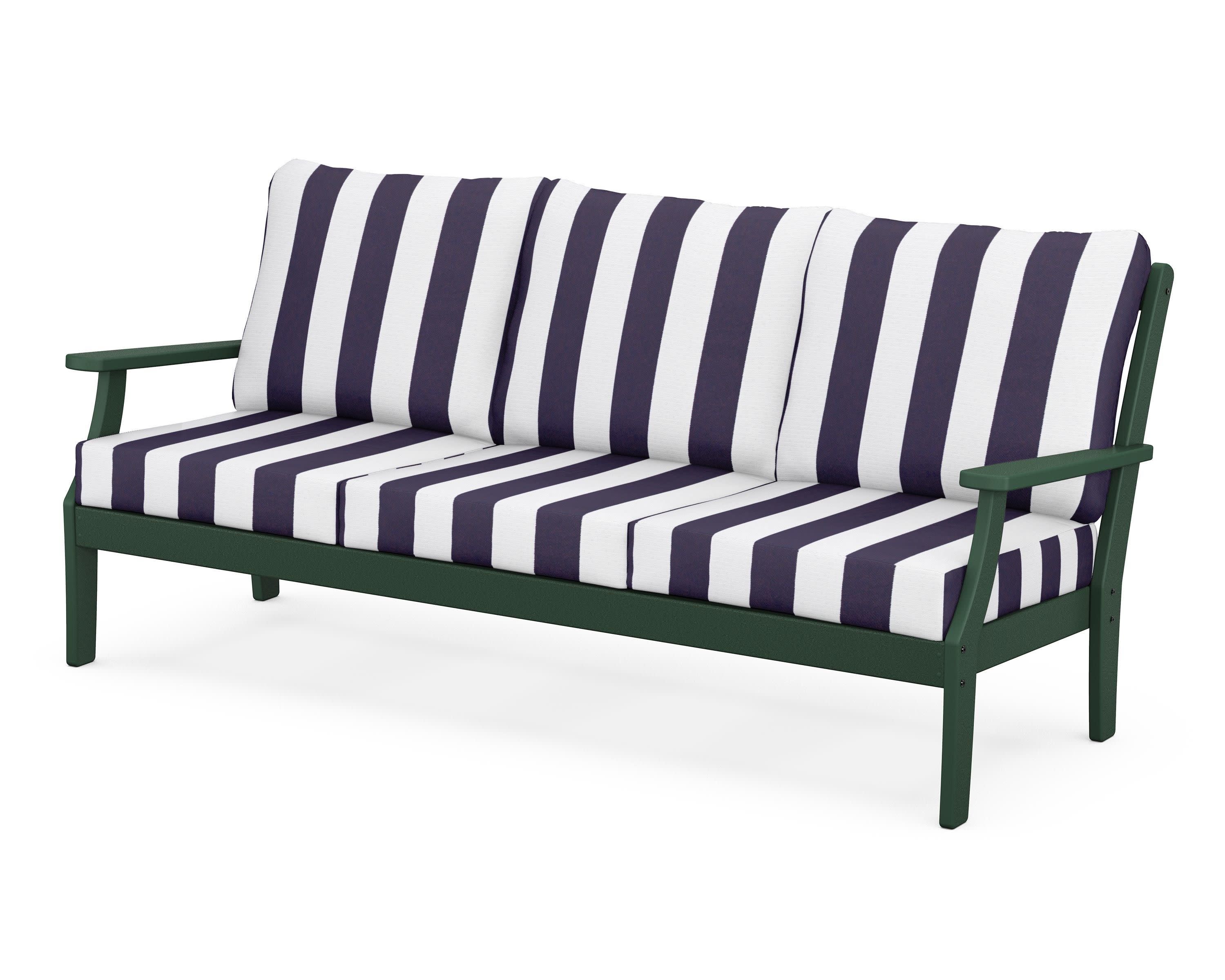 Braxton Deep Seating Sofa in Green / Cabana Stripe Navy