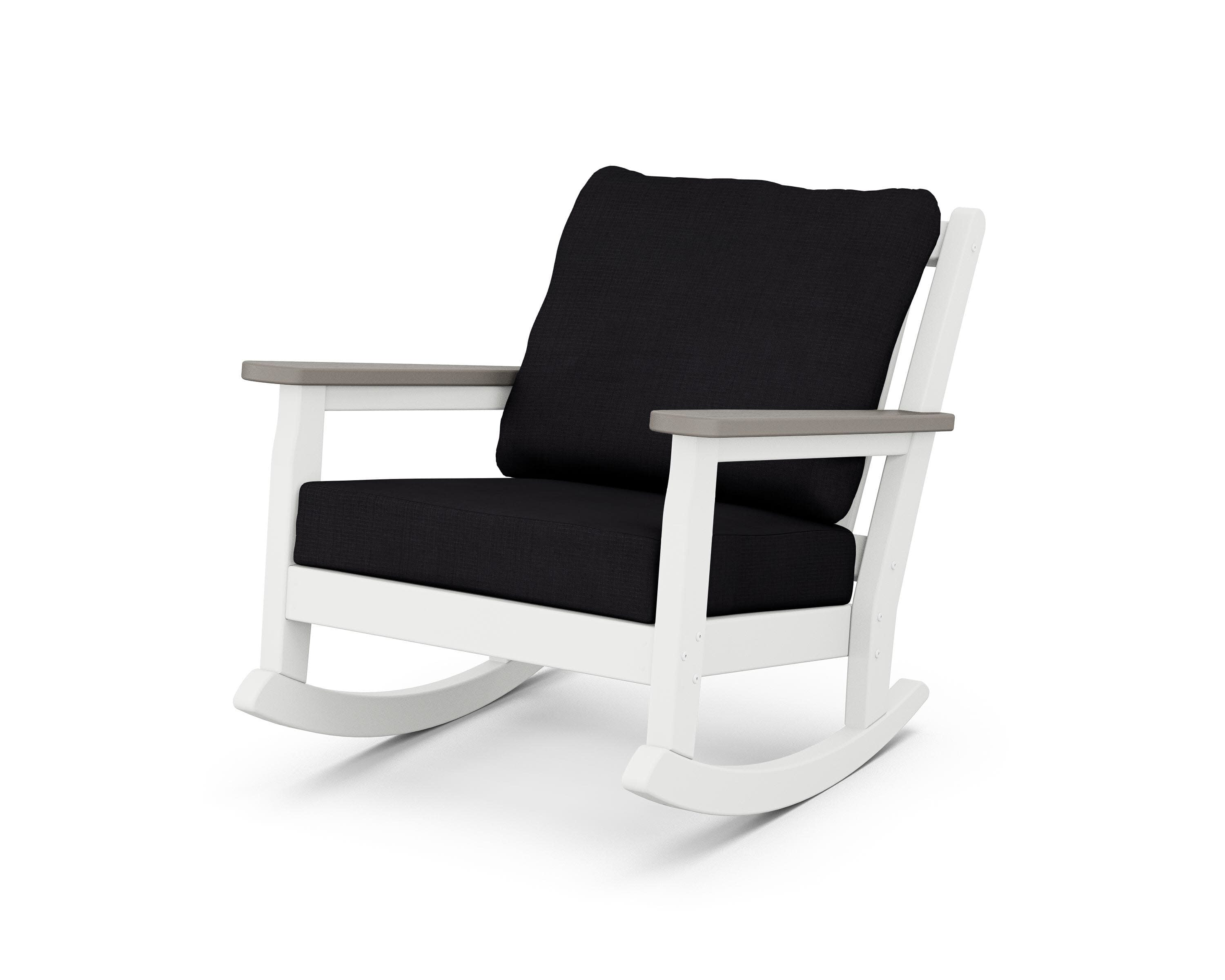 Chippendale Deep Seating Rocking Chair in White / Driftwood / Midnight Linen