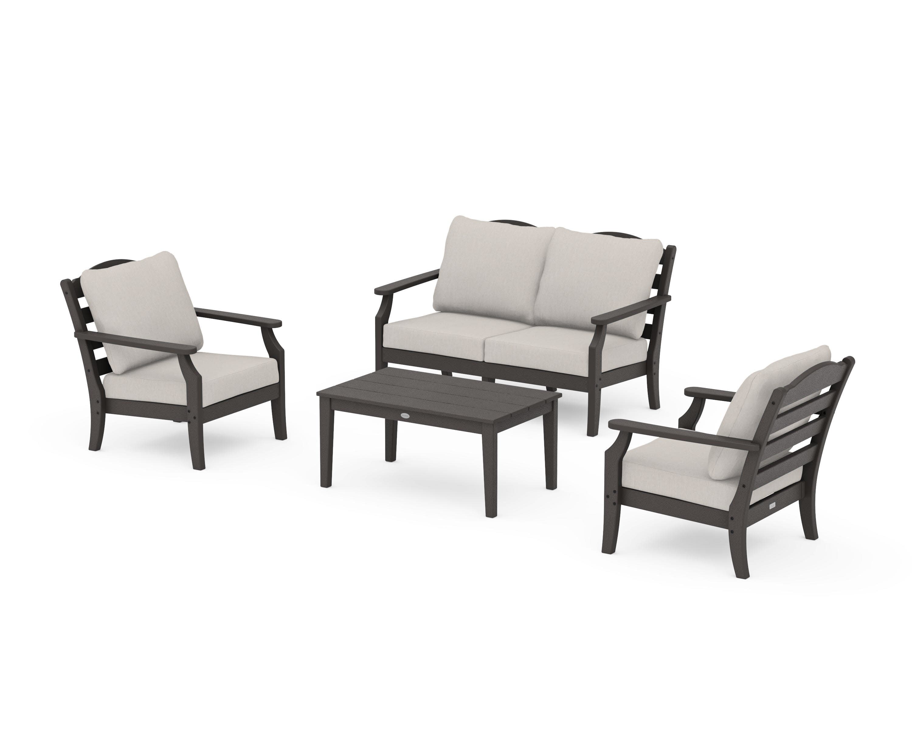 Savannah 4-Piece Deep Seating Set with Loveseat in Vintage Coffee / Cast Ash