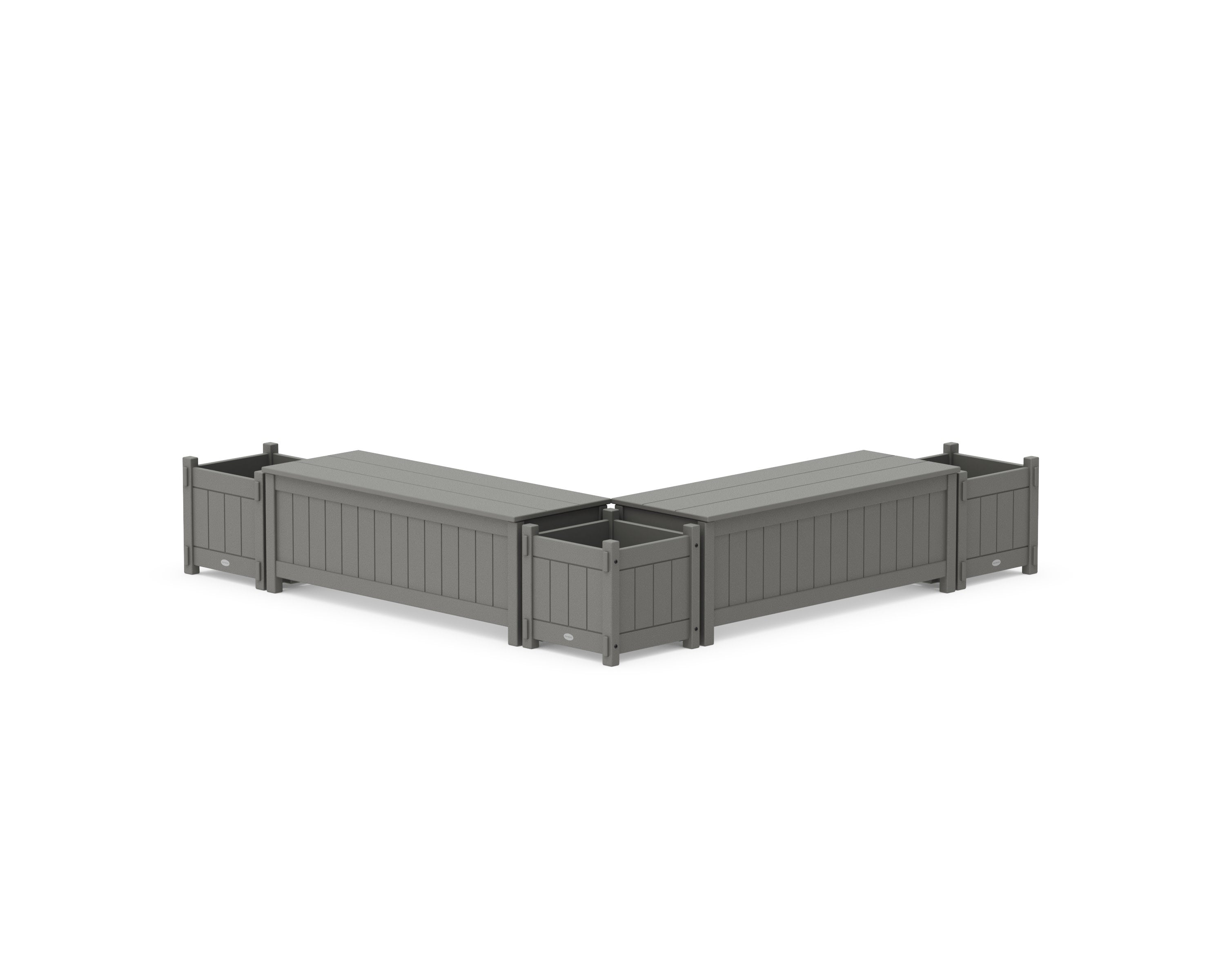 48" Vineyard L- Shaped Planter Storage Bench Corner Set in Slate Grey