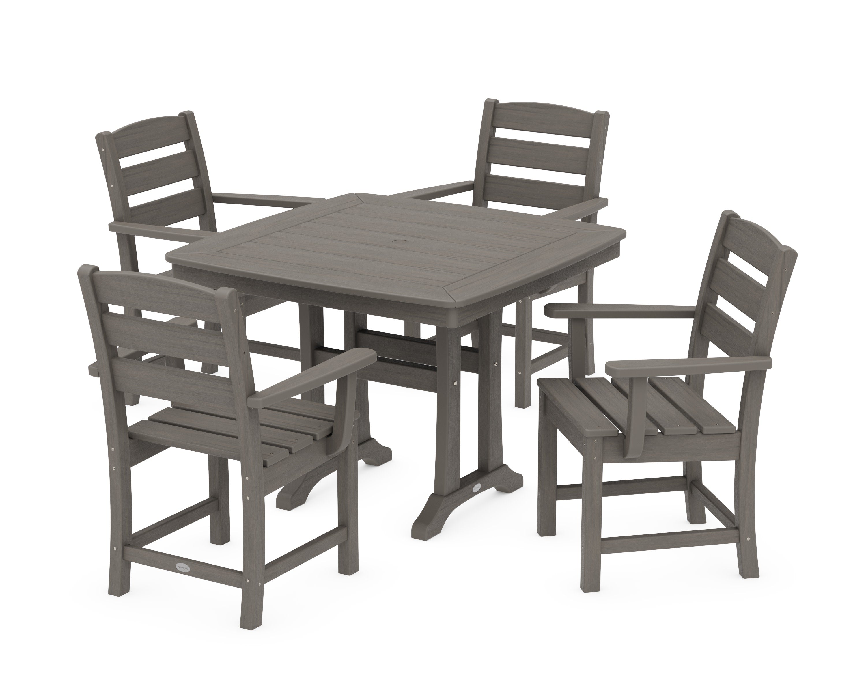Lakeside 5-Piece Dining Set with Trestle Legs in Driftwood