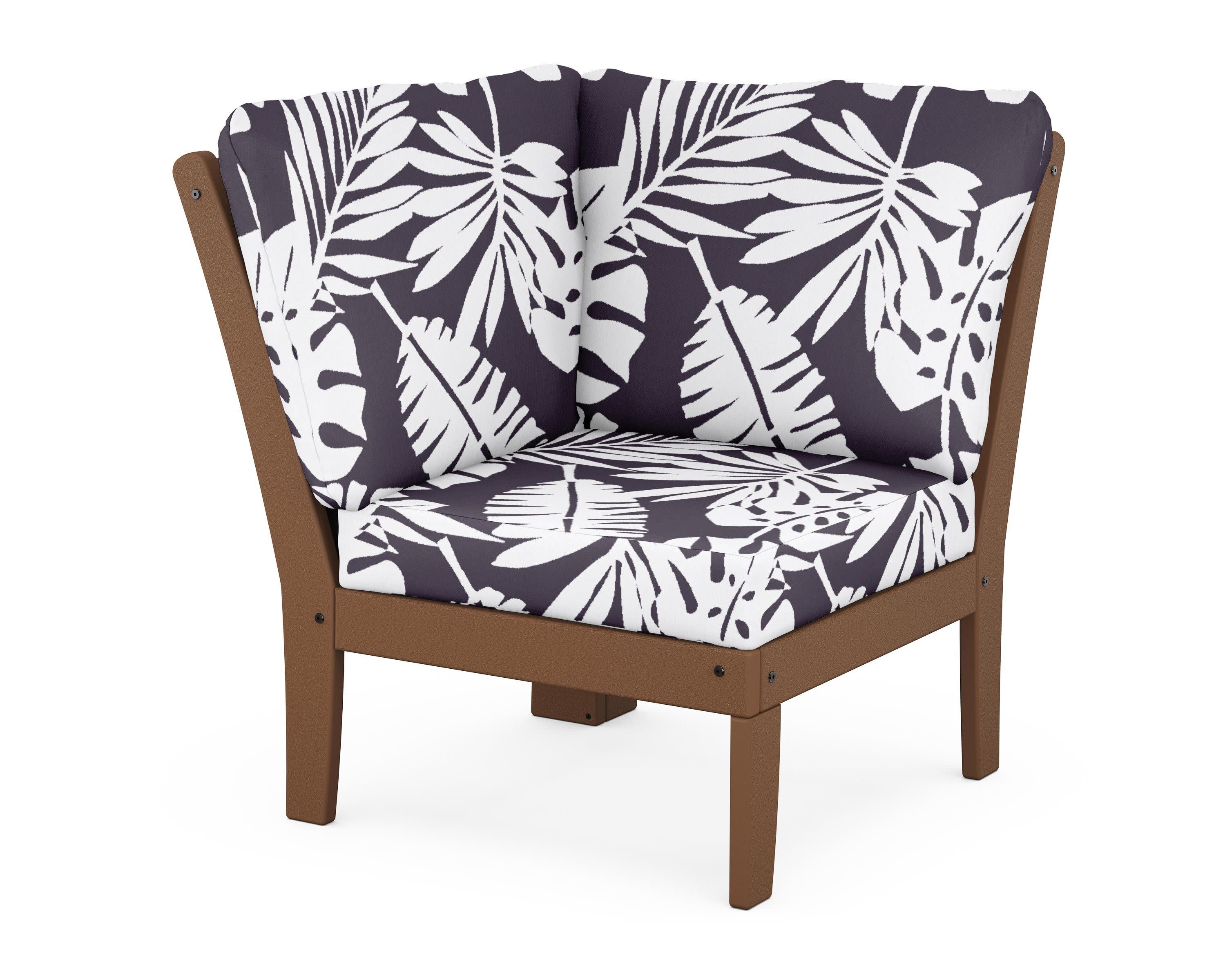 Braxton Modular Corner Chair in Teak / Leaf Navy