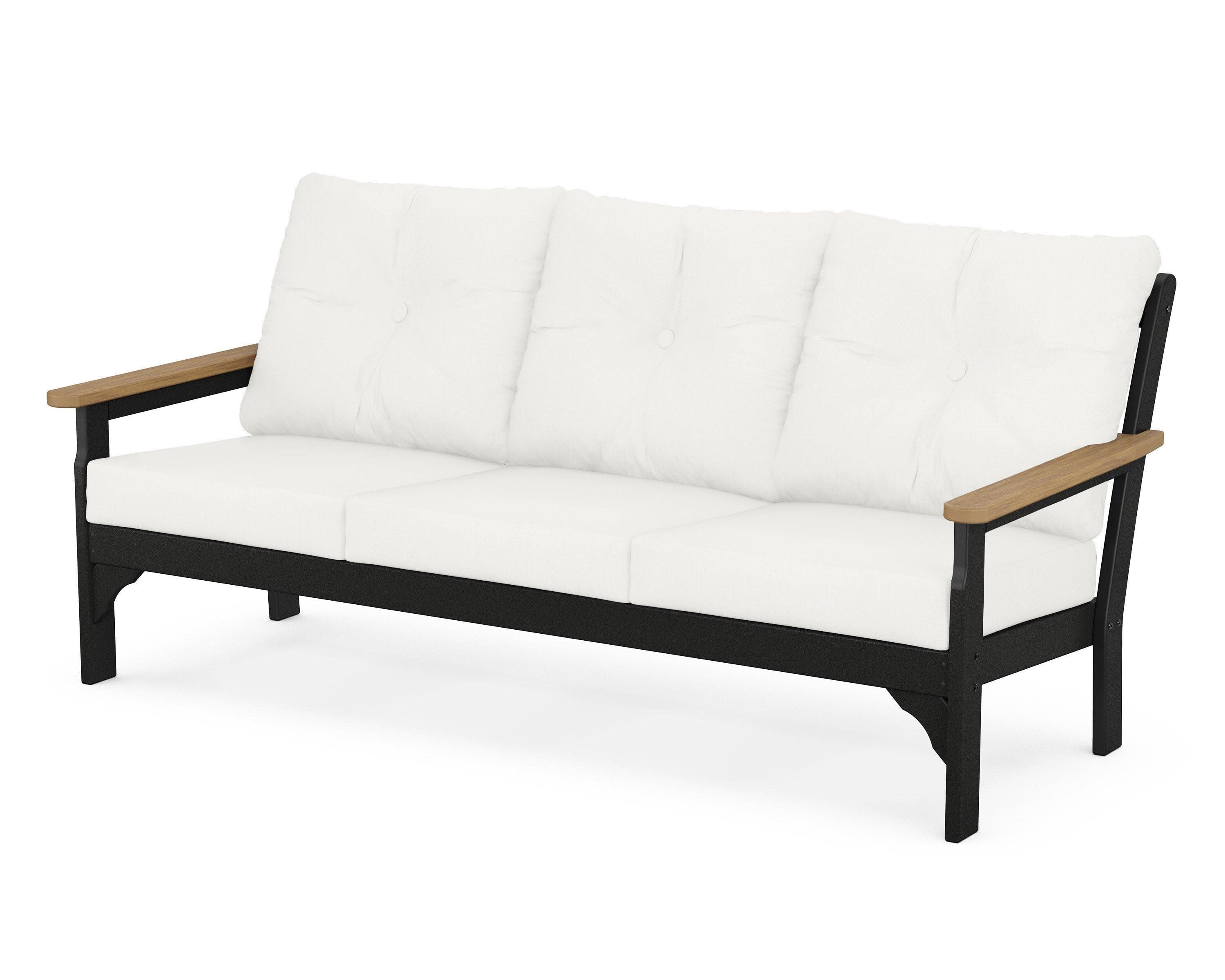 Vineyard Deep Seating Sofa in Black / Natural / Natural Linen