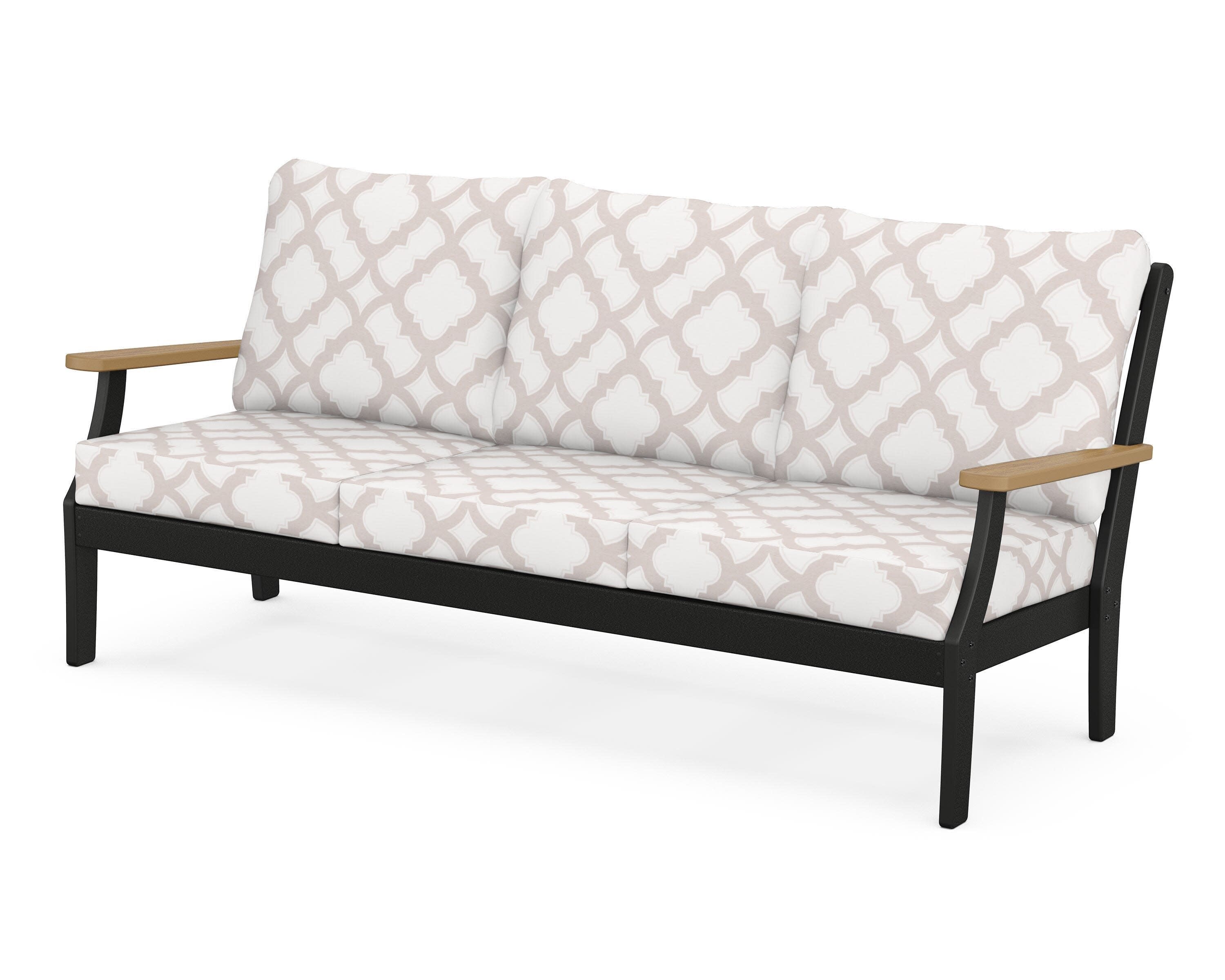 Braxton Deep Seating Sofa in Black / Natural / Trellis Dune Burlap