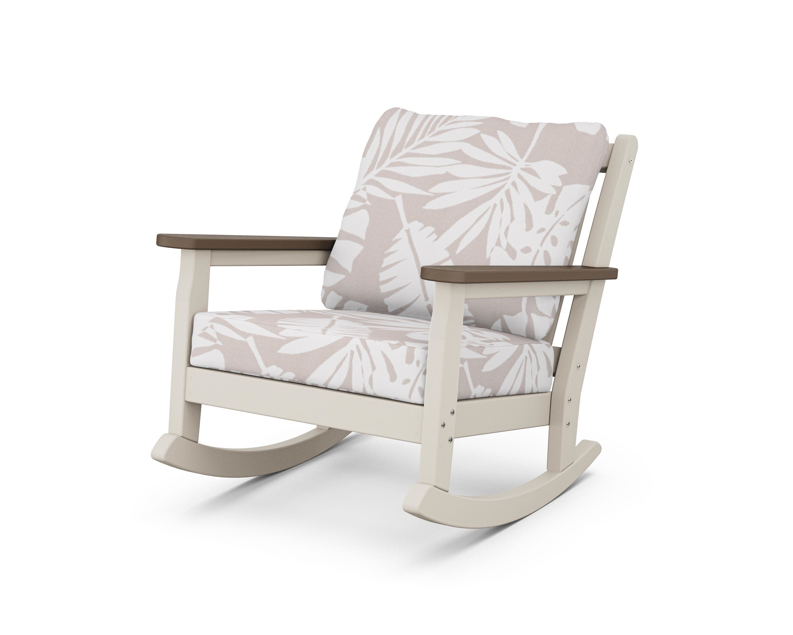 Chippendale Deep Seating Rocking Chair in Sand / Kona / Leaf Dune Burlap