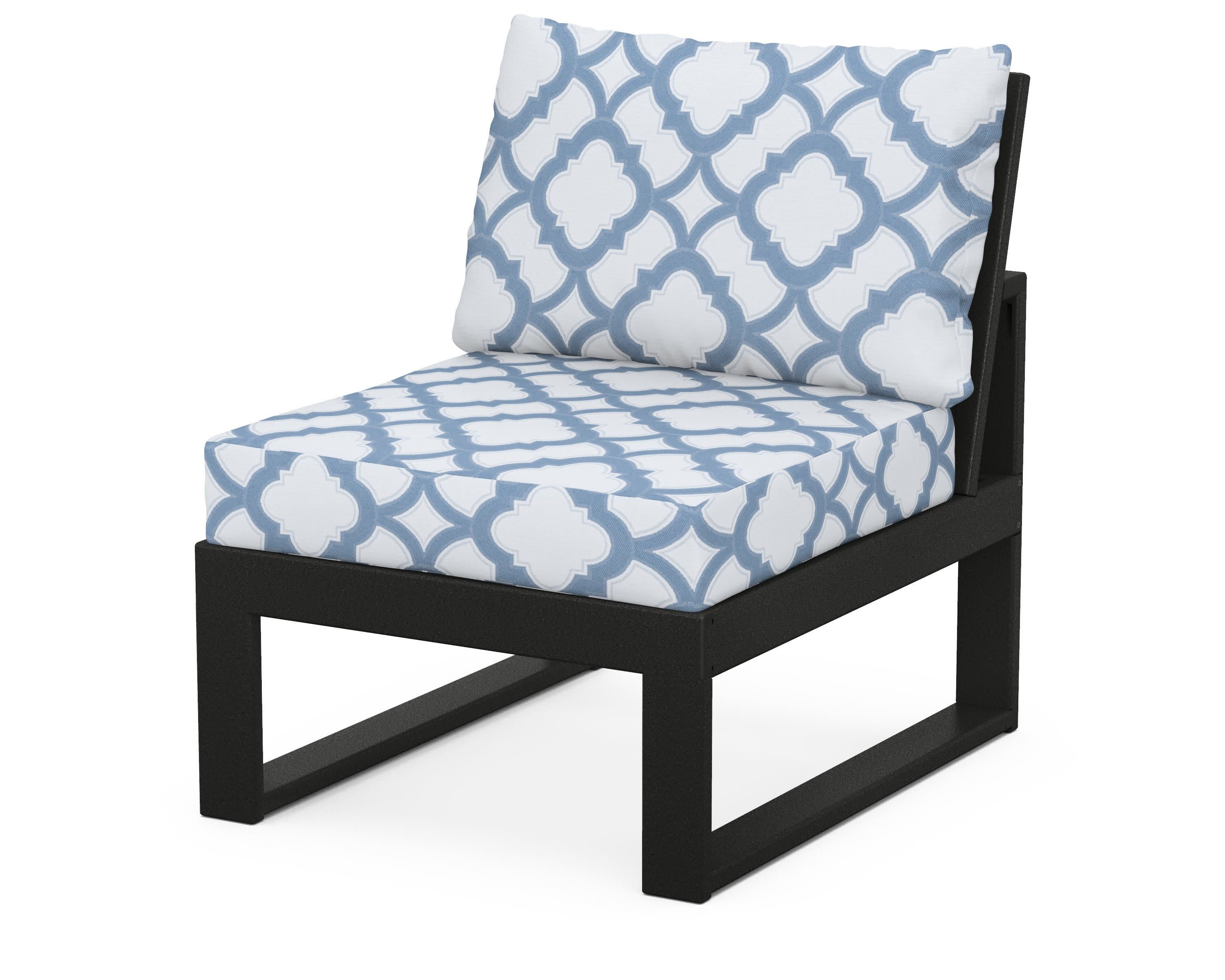 Modular Armless Chair in Black / Trellis Sky Blue
