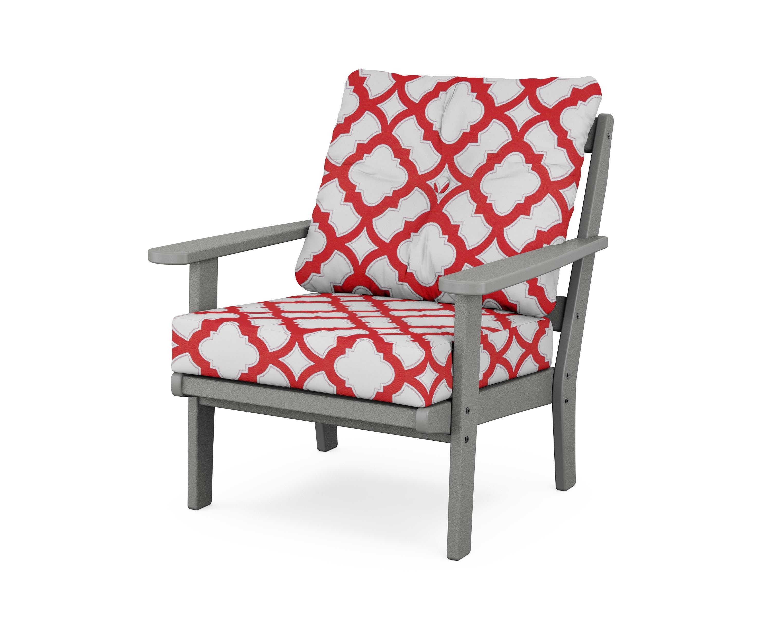 Mission Deep Seating Chair in Slate Grey / Trellis Crimson
