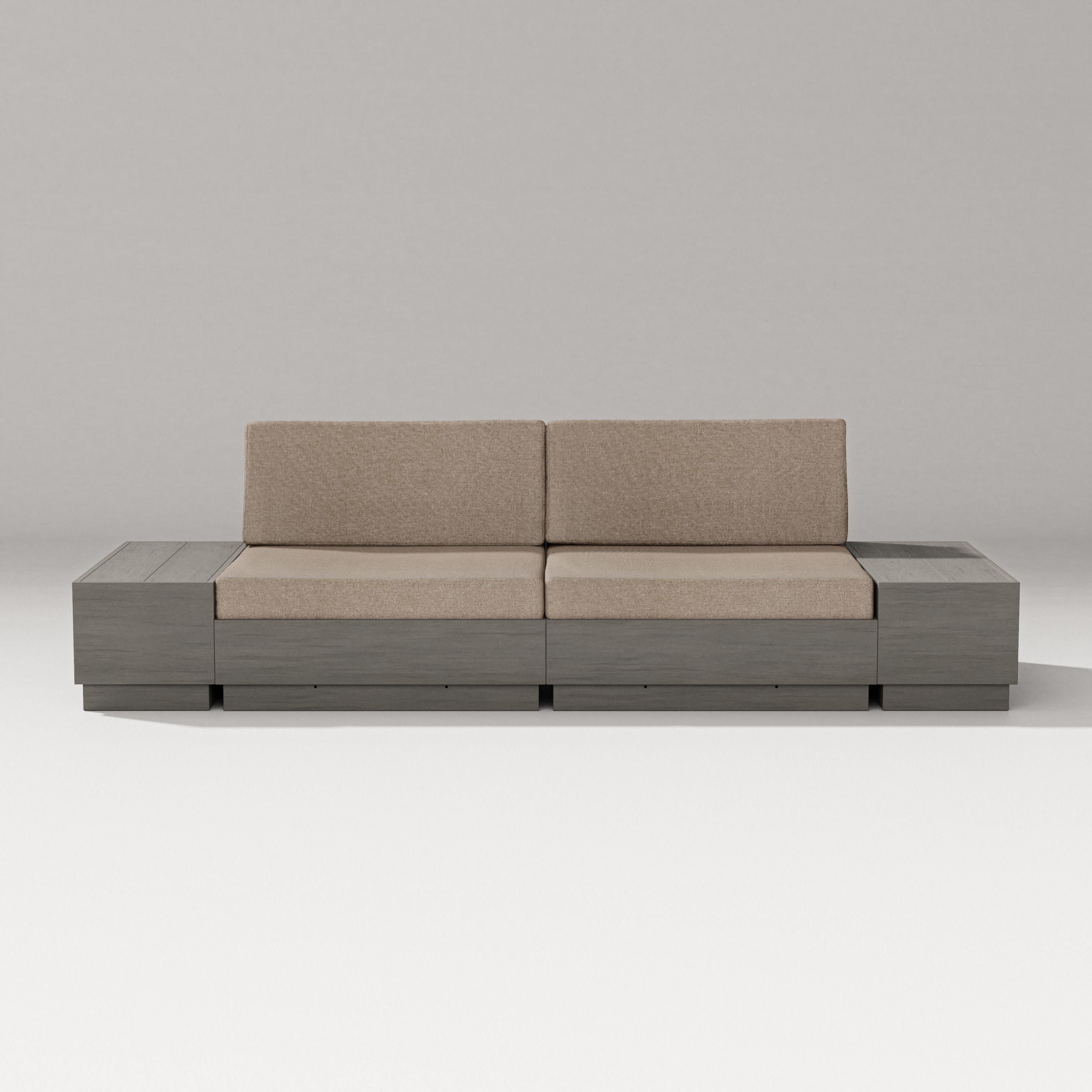 Elevate 4-Piece Loveseat Sectional in Driftwood / Spiced Burlap