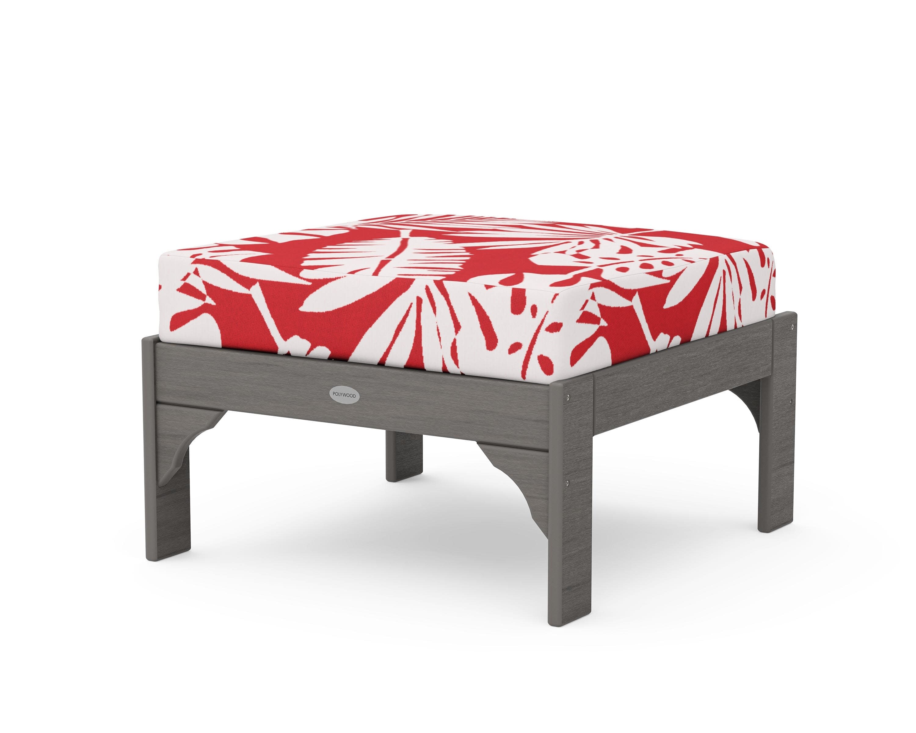 Vineyard Deep Seating Ottoman in Driftwood / Leaf Crimson