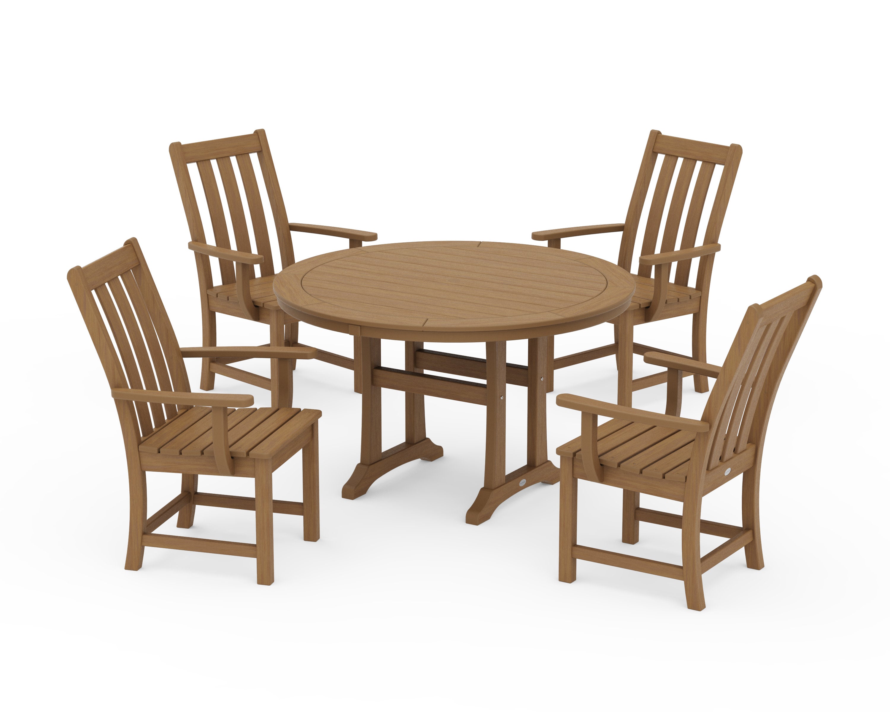 Vineyard 5-Piece Round Dining Set with Trestle Legs in Natural