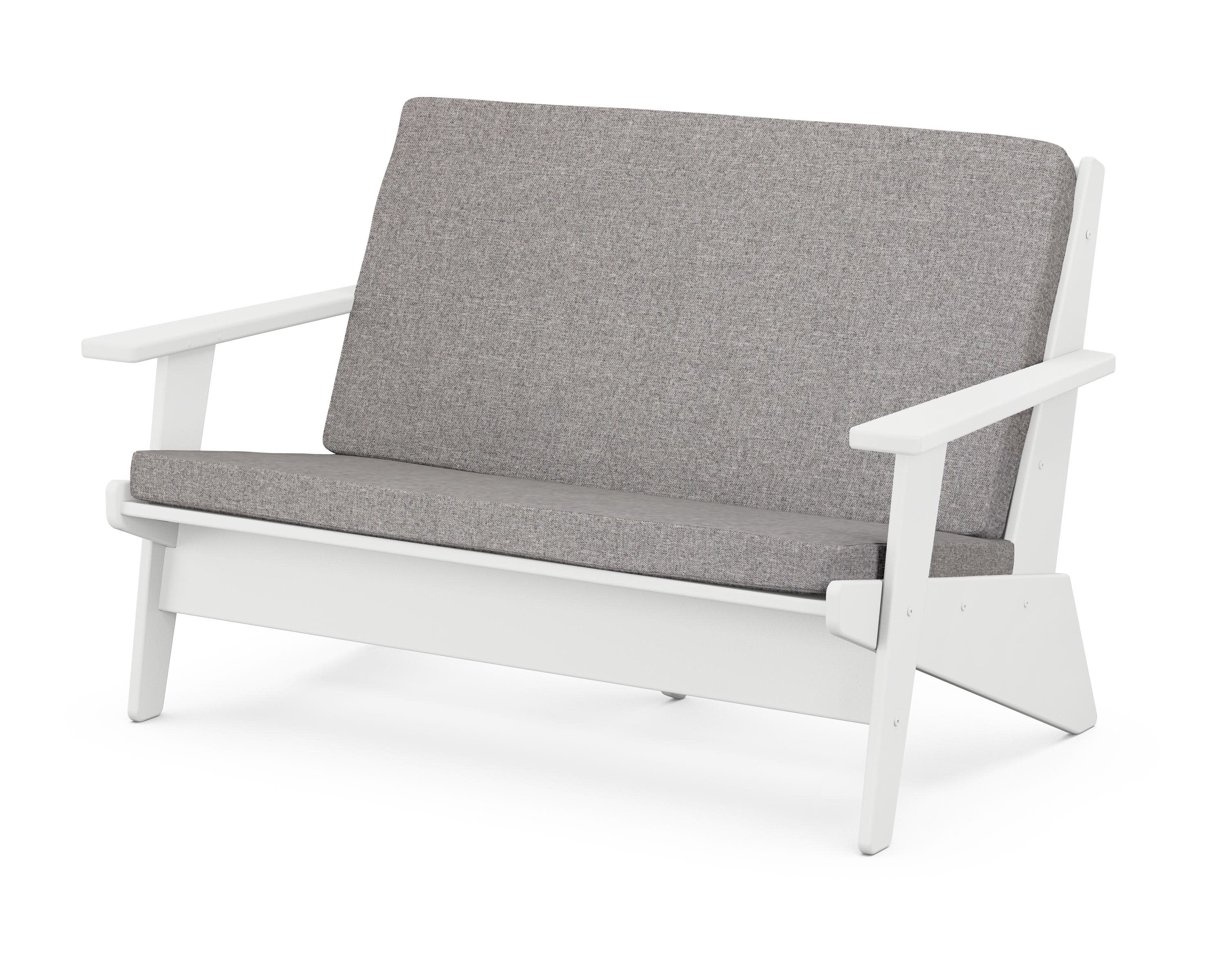 Riviera Modern Lounge Loveseat in White / Grey Mist