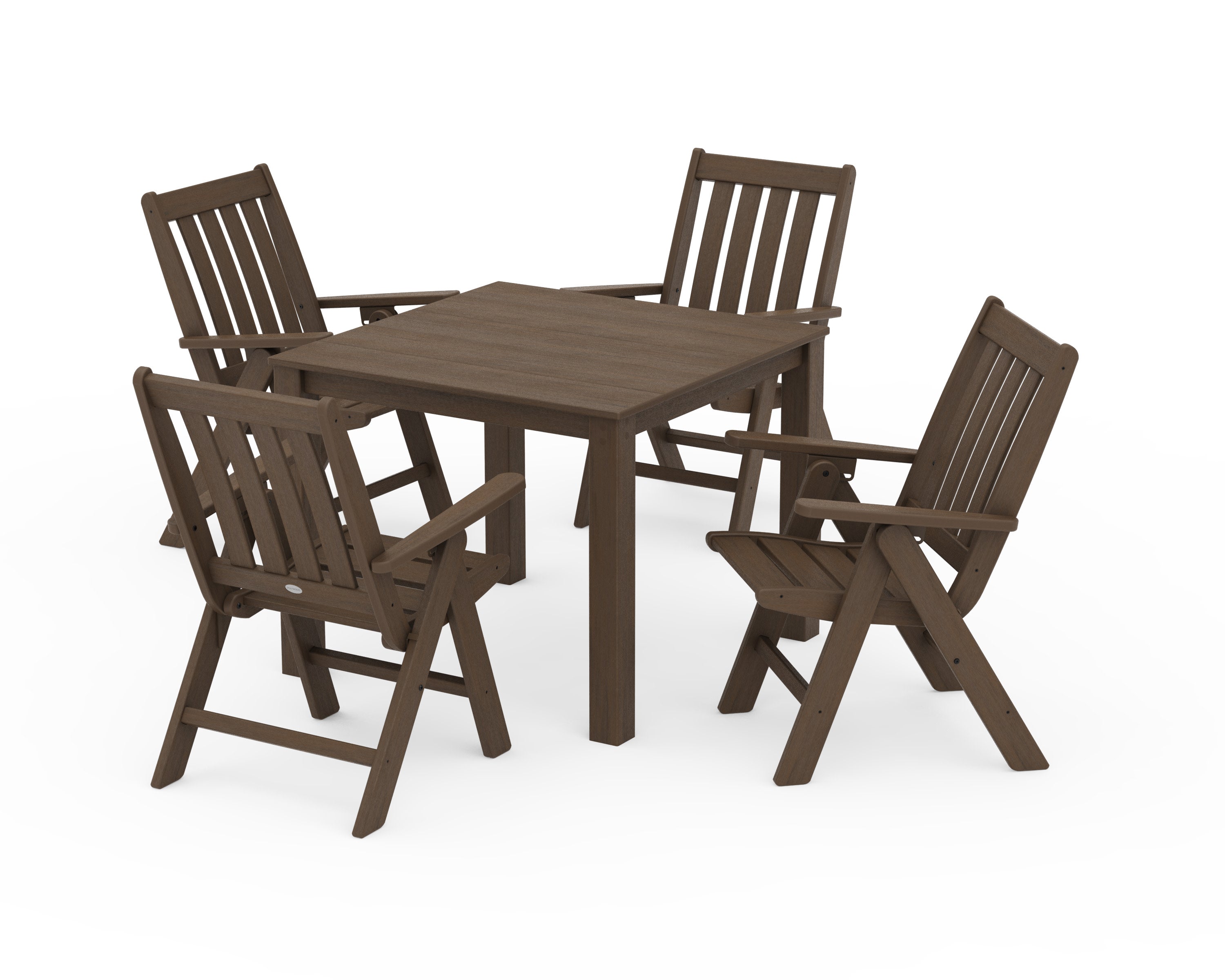 Vineyard Folding Chair 5-Piece Parsons Dining Set in Kona