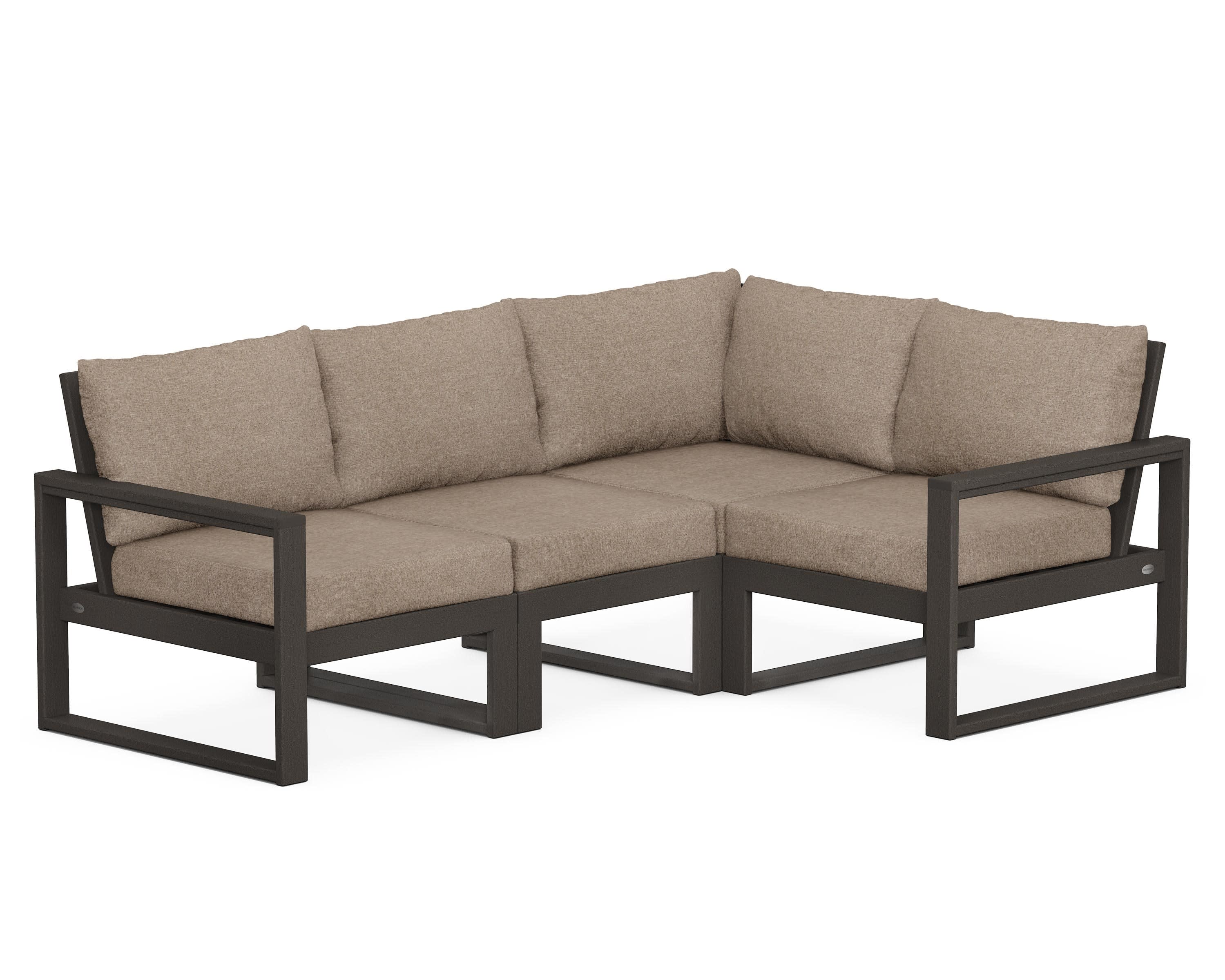 EDGE 4-Piece Modular Deep Seating Set in Vintage Coffee / Spiced Burlap