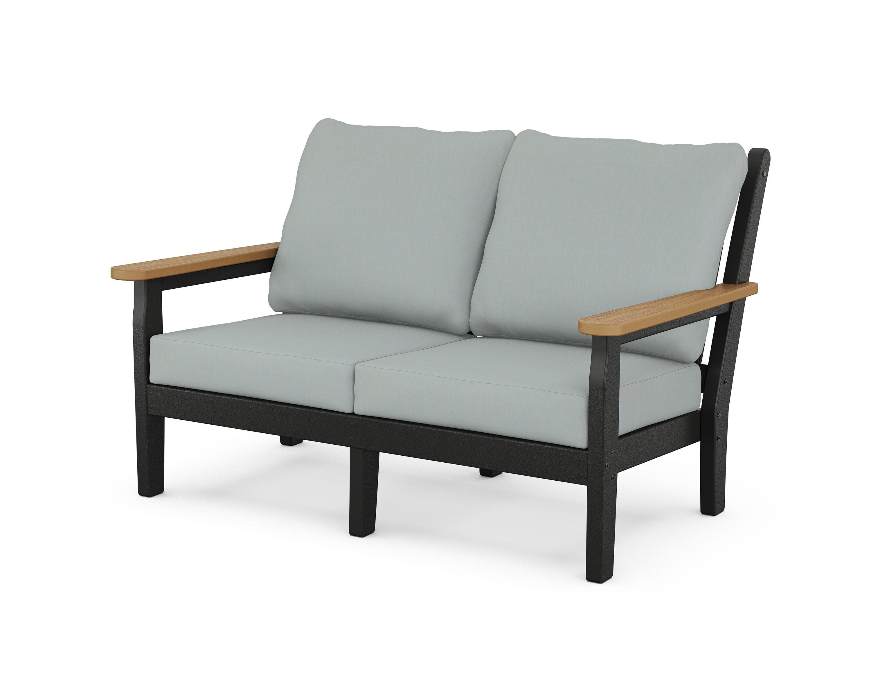 Chippendale Deep Seating Loveseat in Black / Natural / Spa