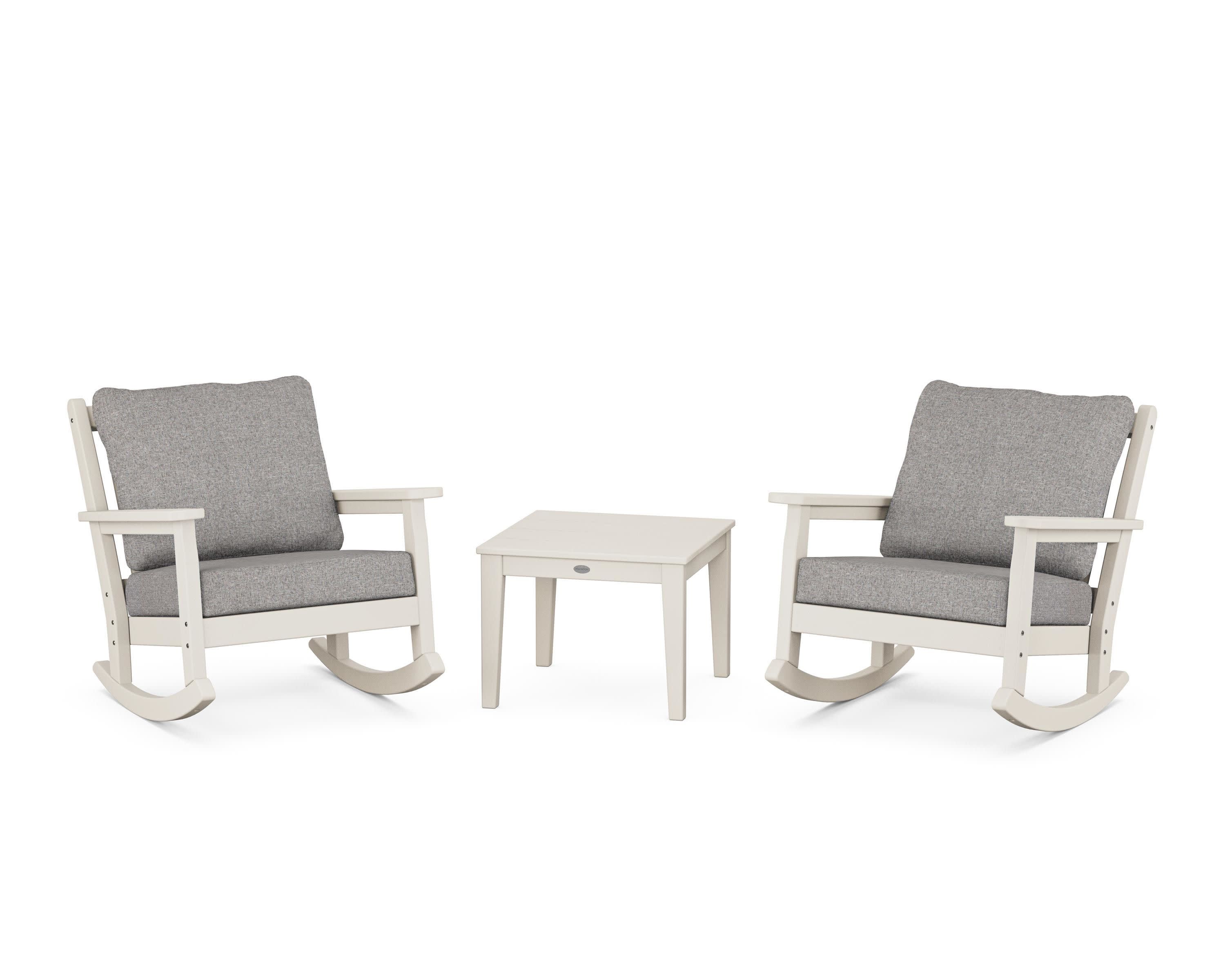 Chippendale 3-Piece Deep Seating Rocker Set in Sand / Grey Mist