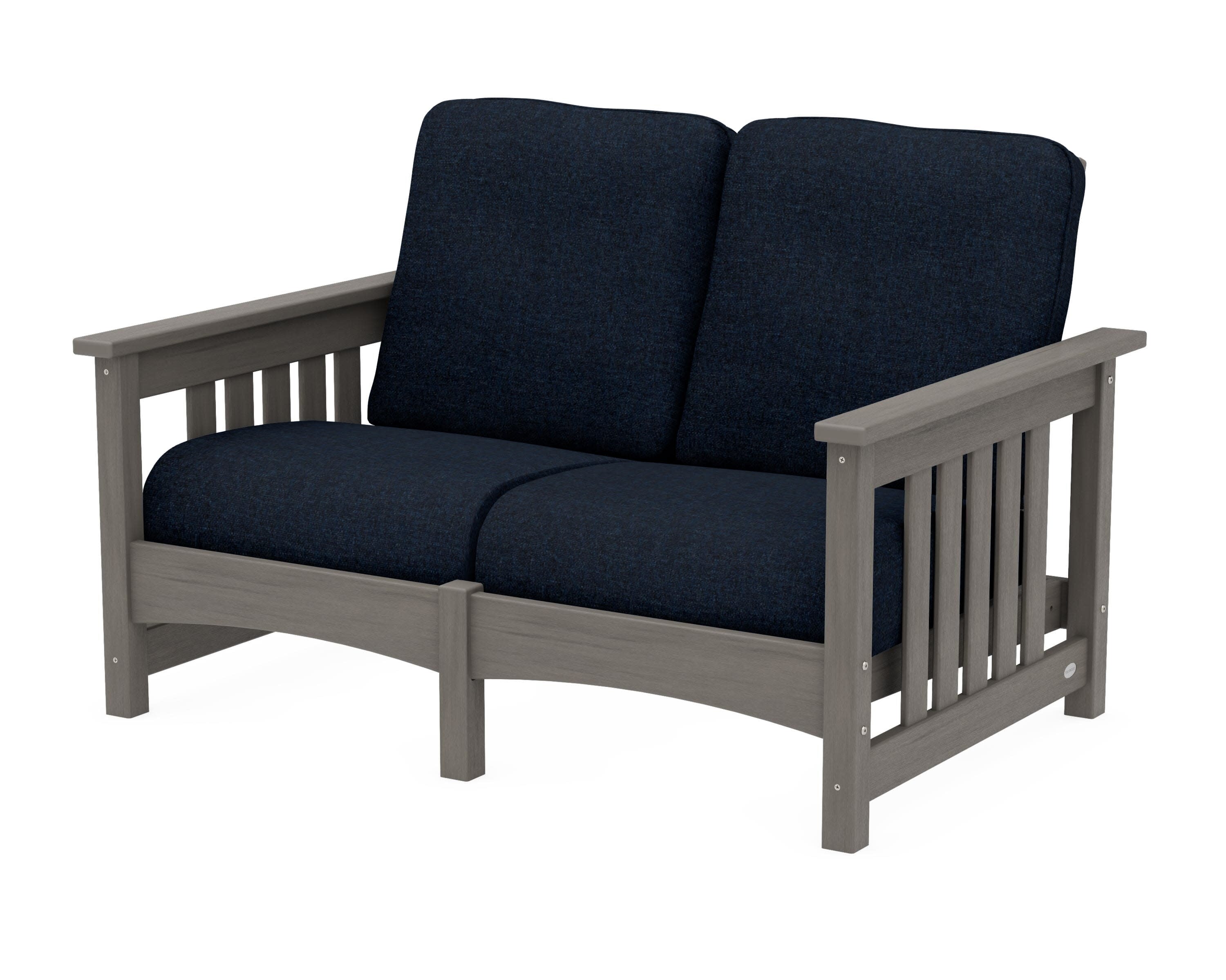Club Mission Loveseat in Driftwood / Marine Indigo