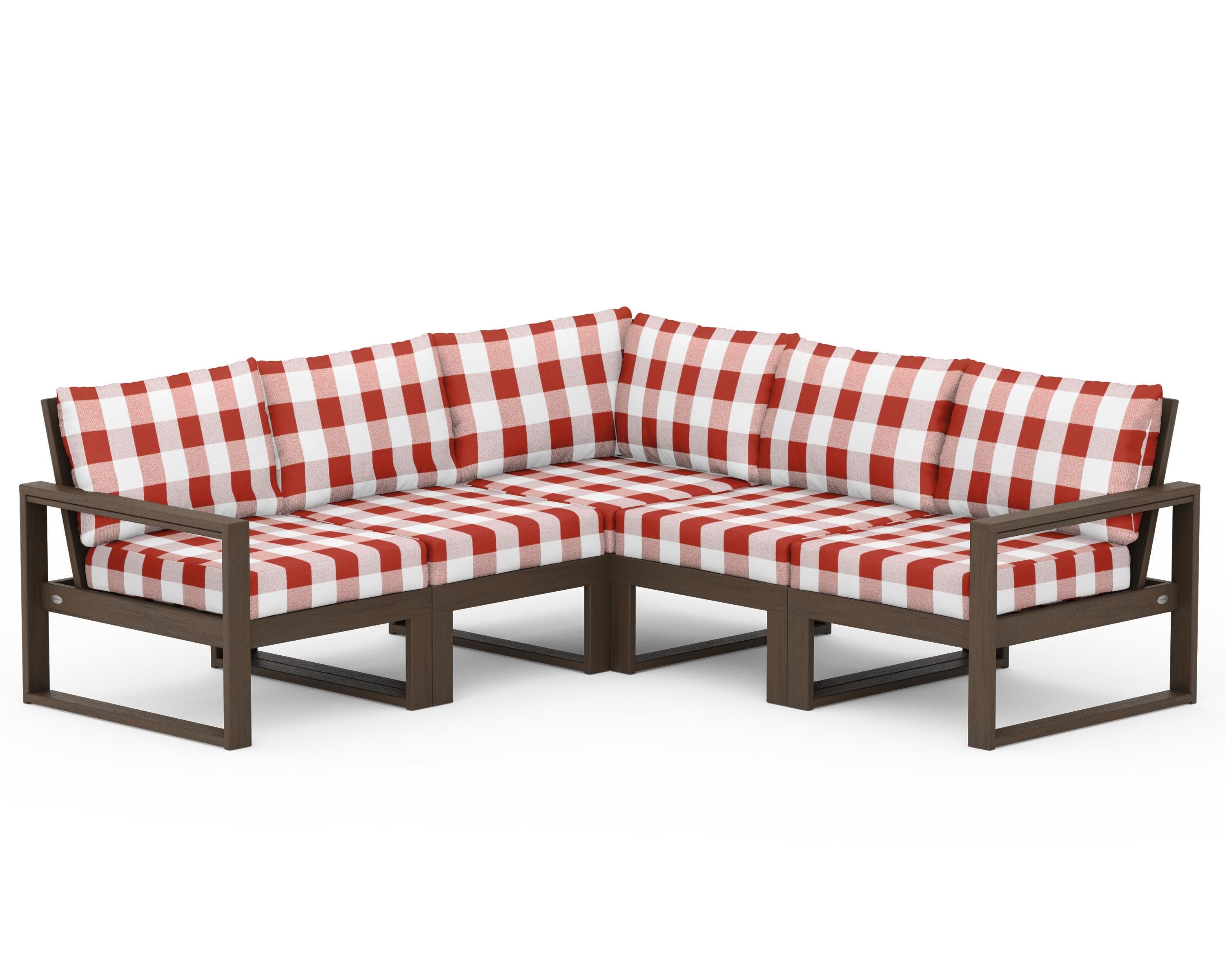 EDGE 5-Piece Modular Deep Seating Set in Kona / Buffalo Plaid Crimson