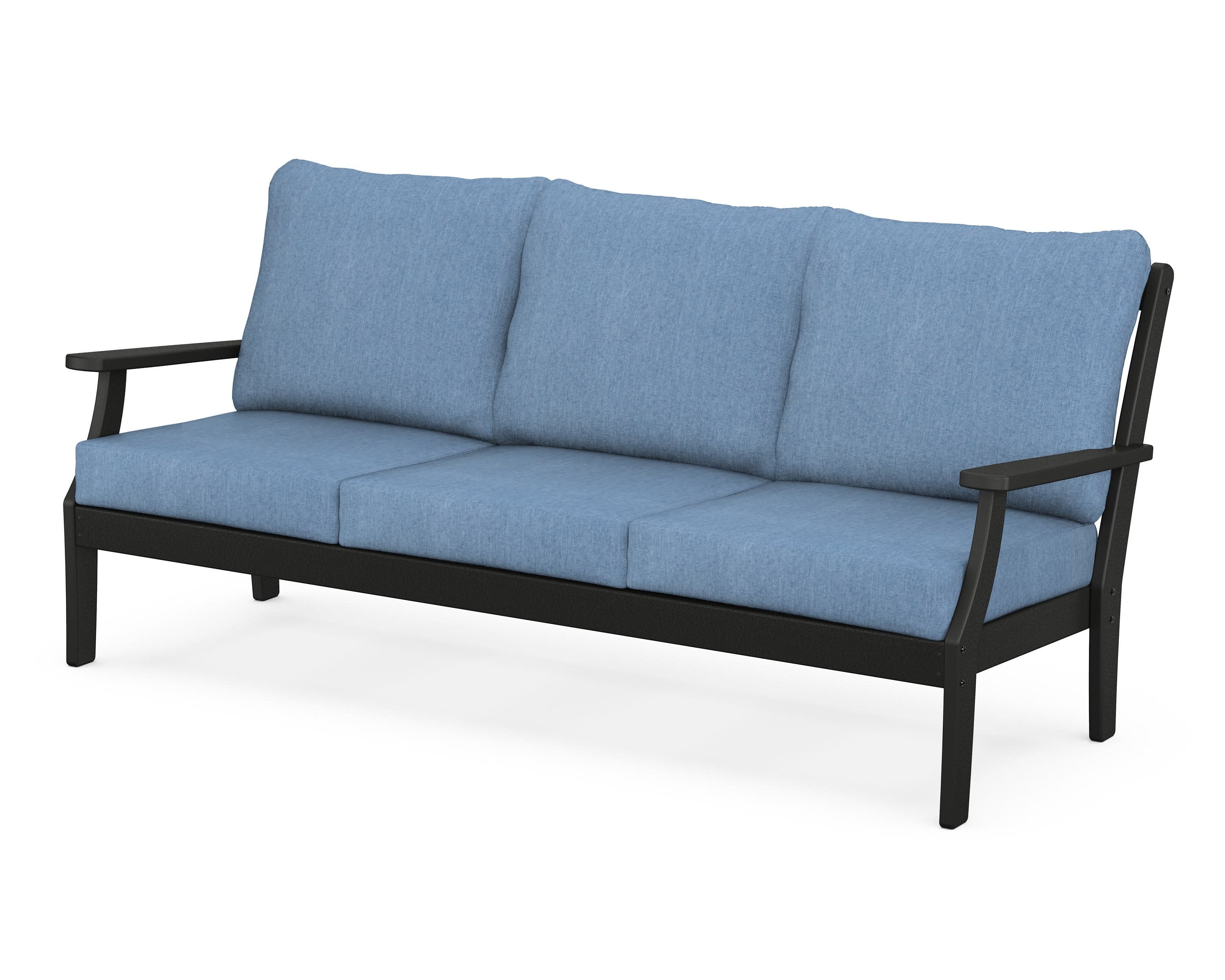 Braxton Deep Seating Sofa in Black / Sky Blue