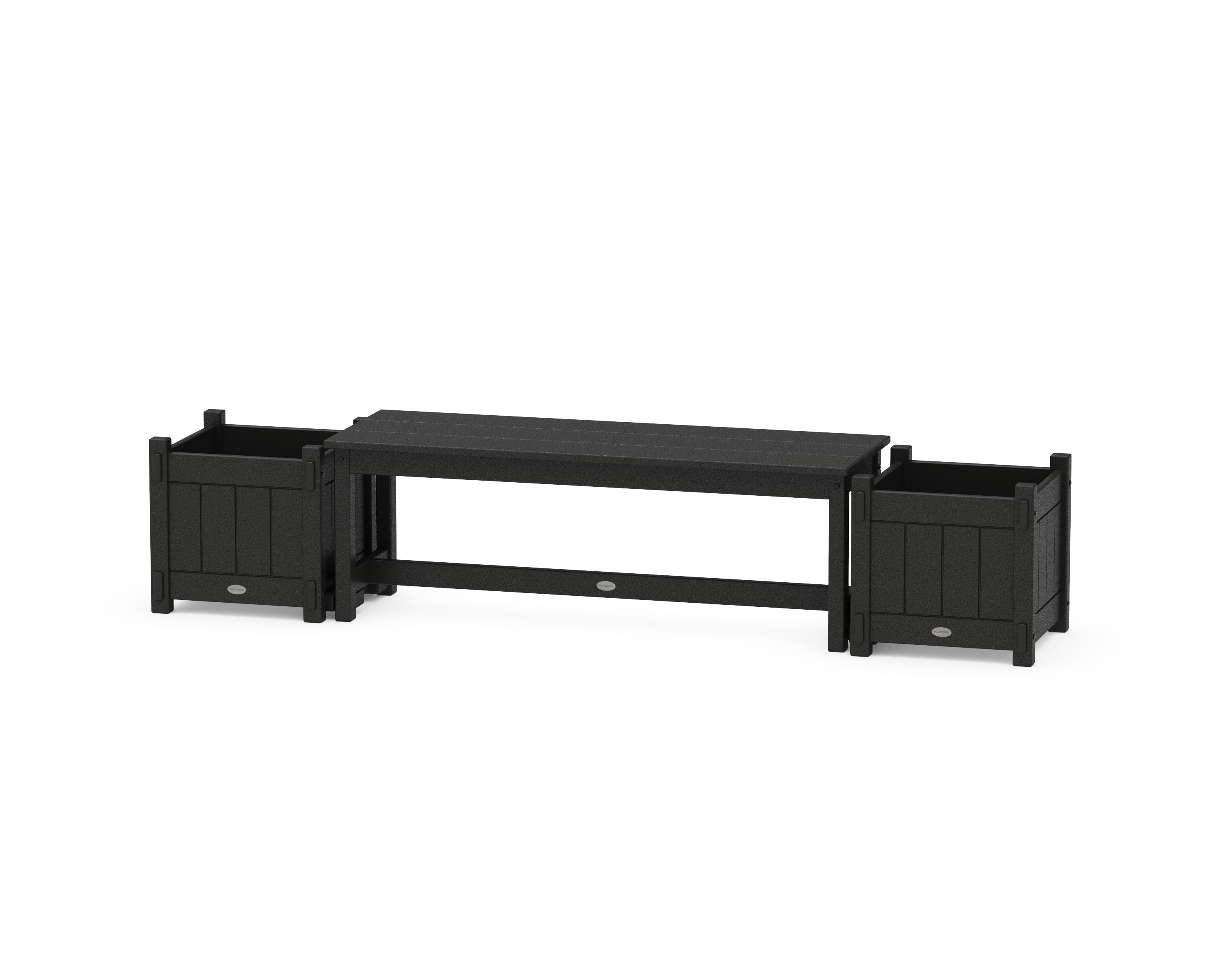 48" Vineyard Straight Planter Bench Set in Black