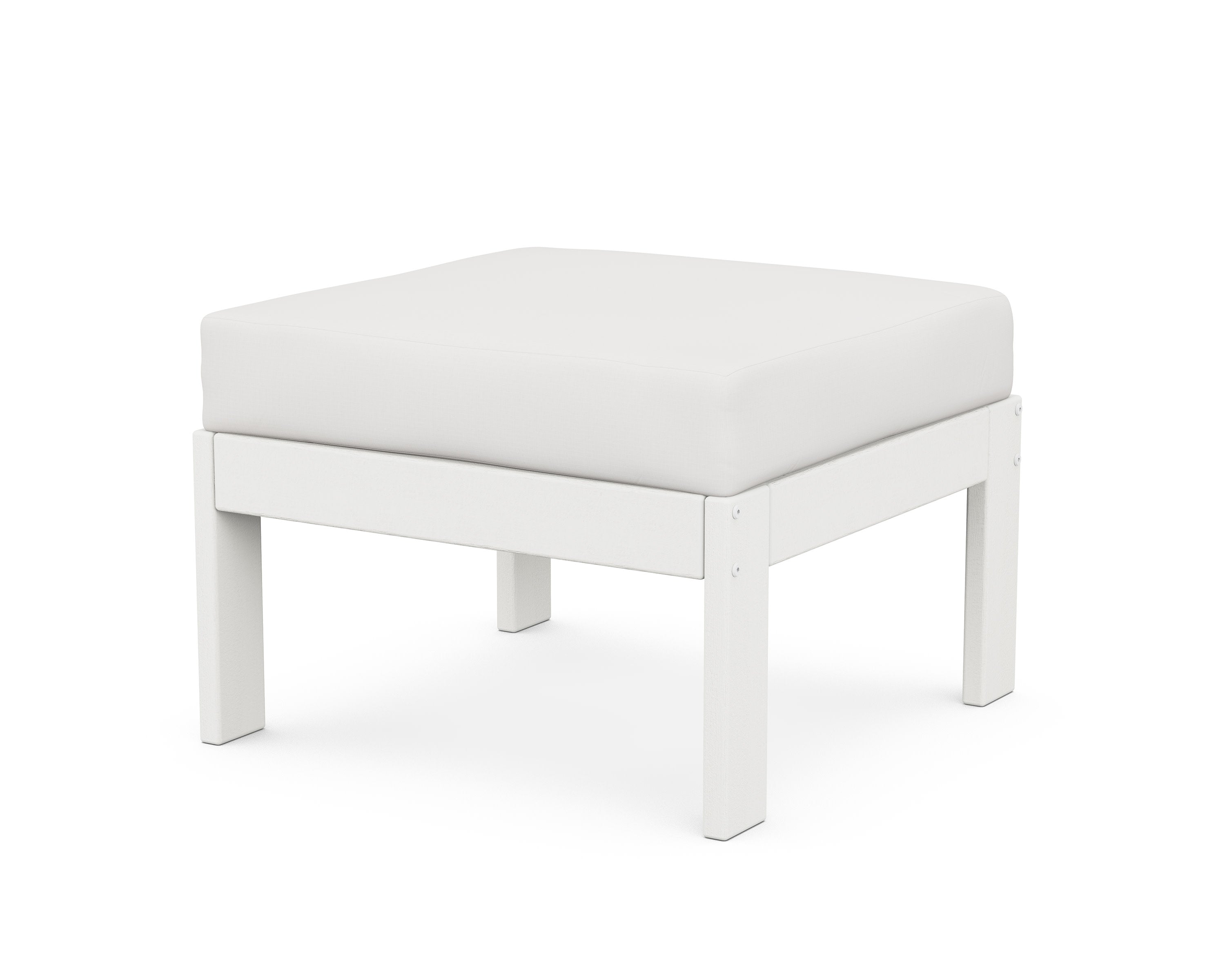 Vineyard Modular Ottoman in Vintage White / Natural Linen