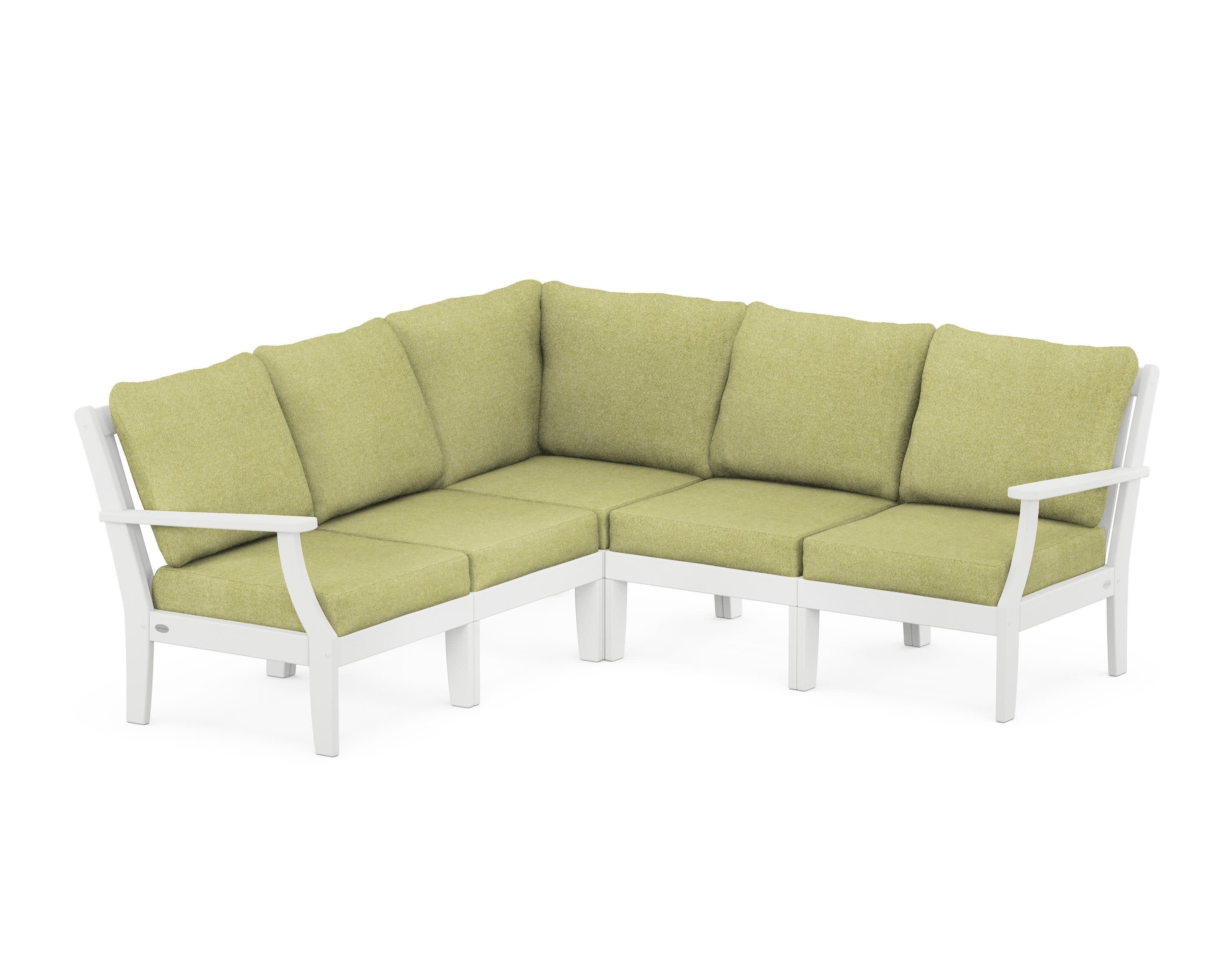 Braxton Modular 5-Piece Deep Seating Set in White / Chartreuse Boucle