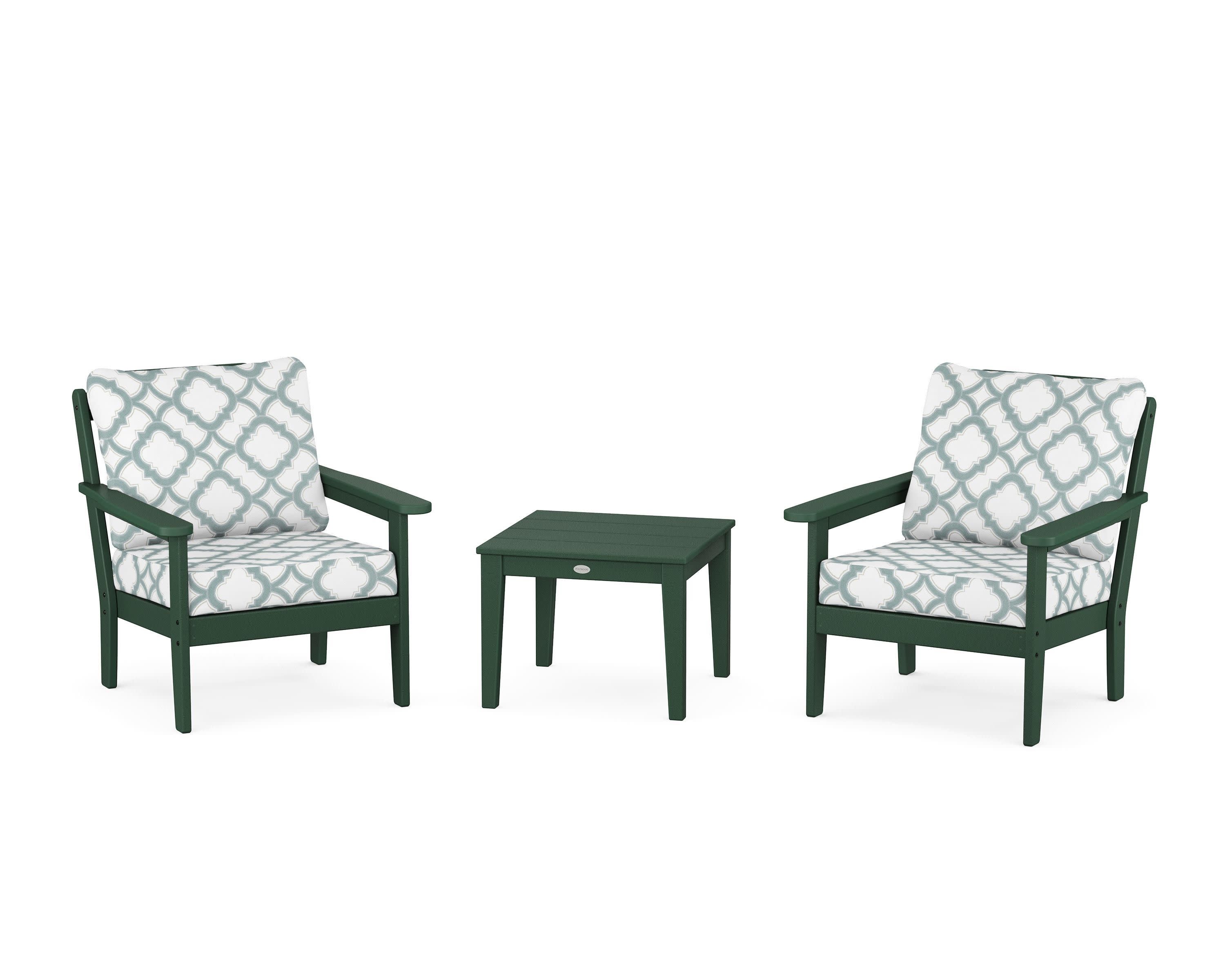 Cottage 3-Piece Deep Seating Set in Green / Trellis Glacier Spa