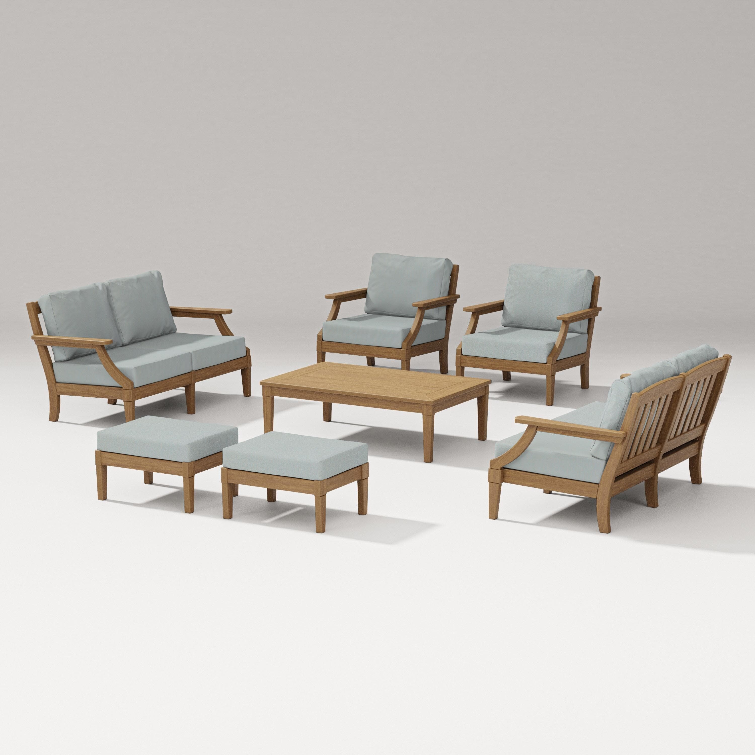 Estate 7-Piece Lounge Loveseat Set in Natural / Spa