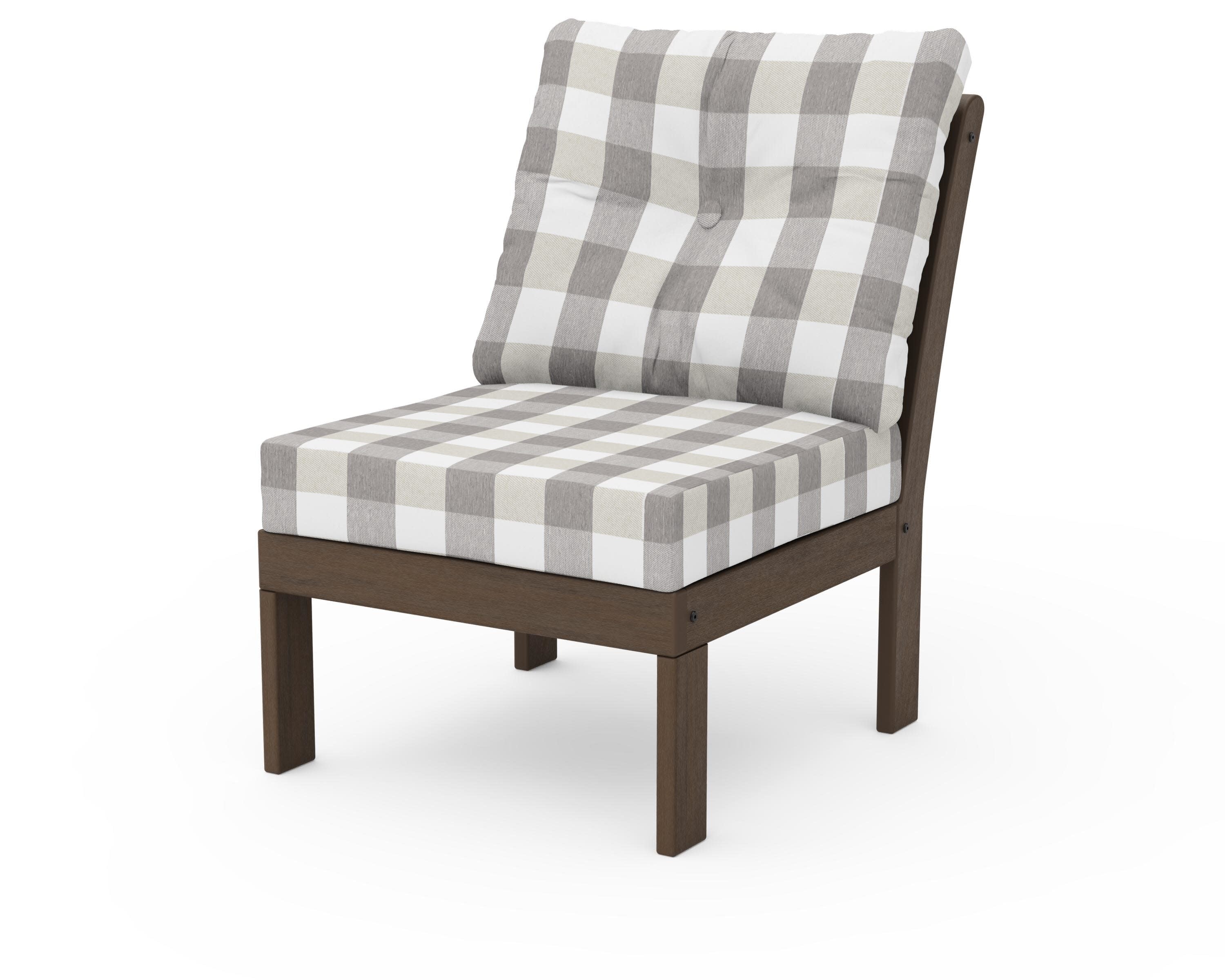 Vineyard Modular Armless Chair in Kona / Buffalo Plaid Grey Mist