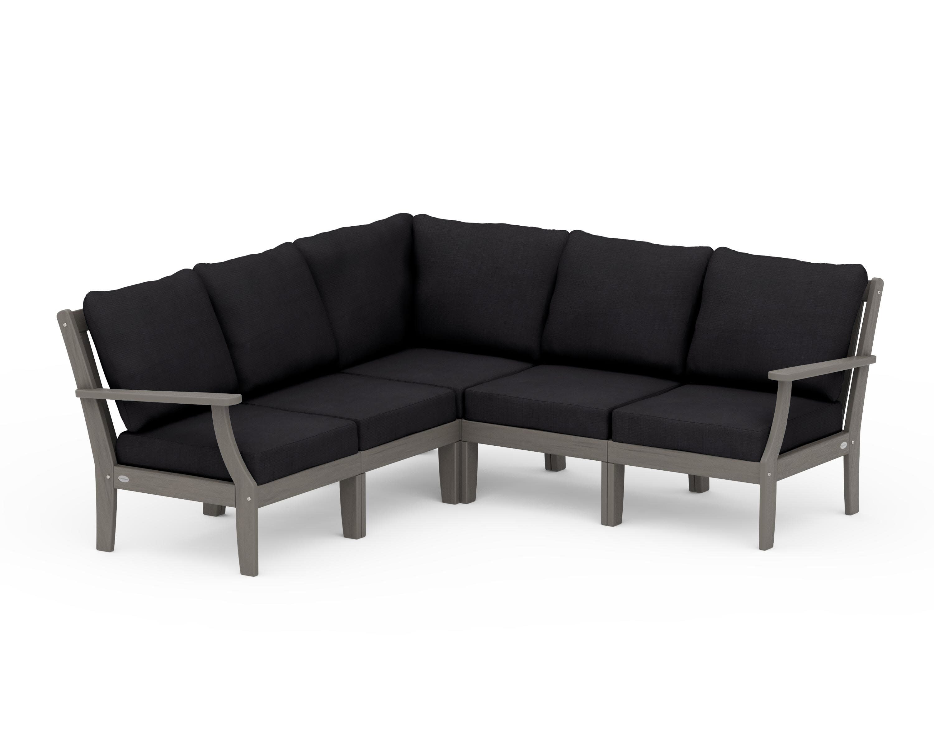 Braxton Modular 5-Piece Deep Seating Set in Driftwood / Midnight Linen