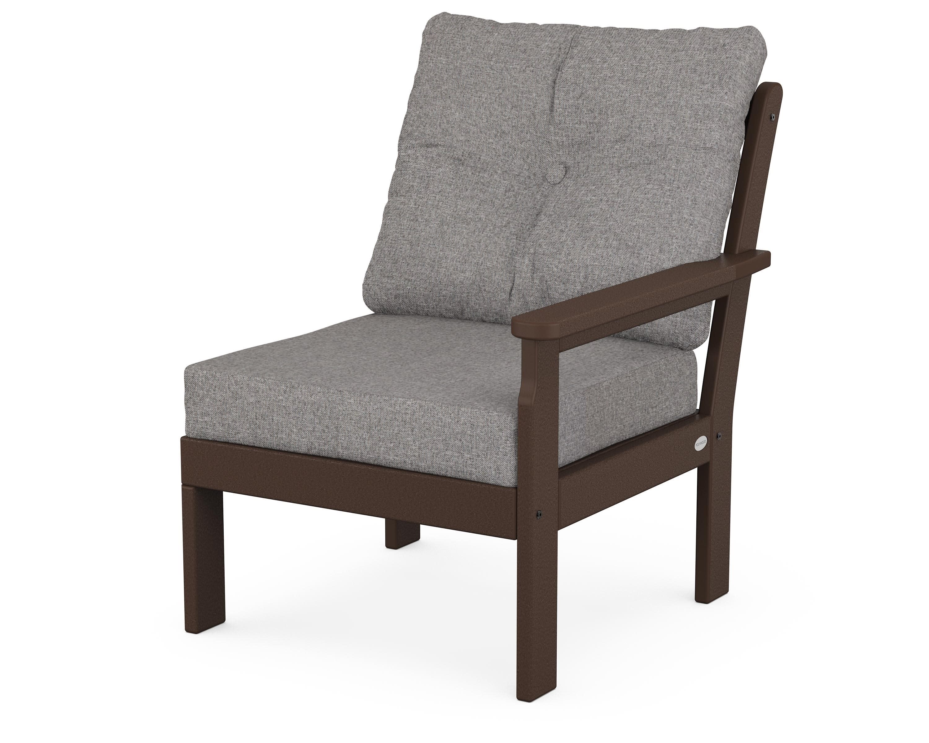 Vineyard Modular Right Arm Chair in Mahogany / Grey Mist