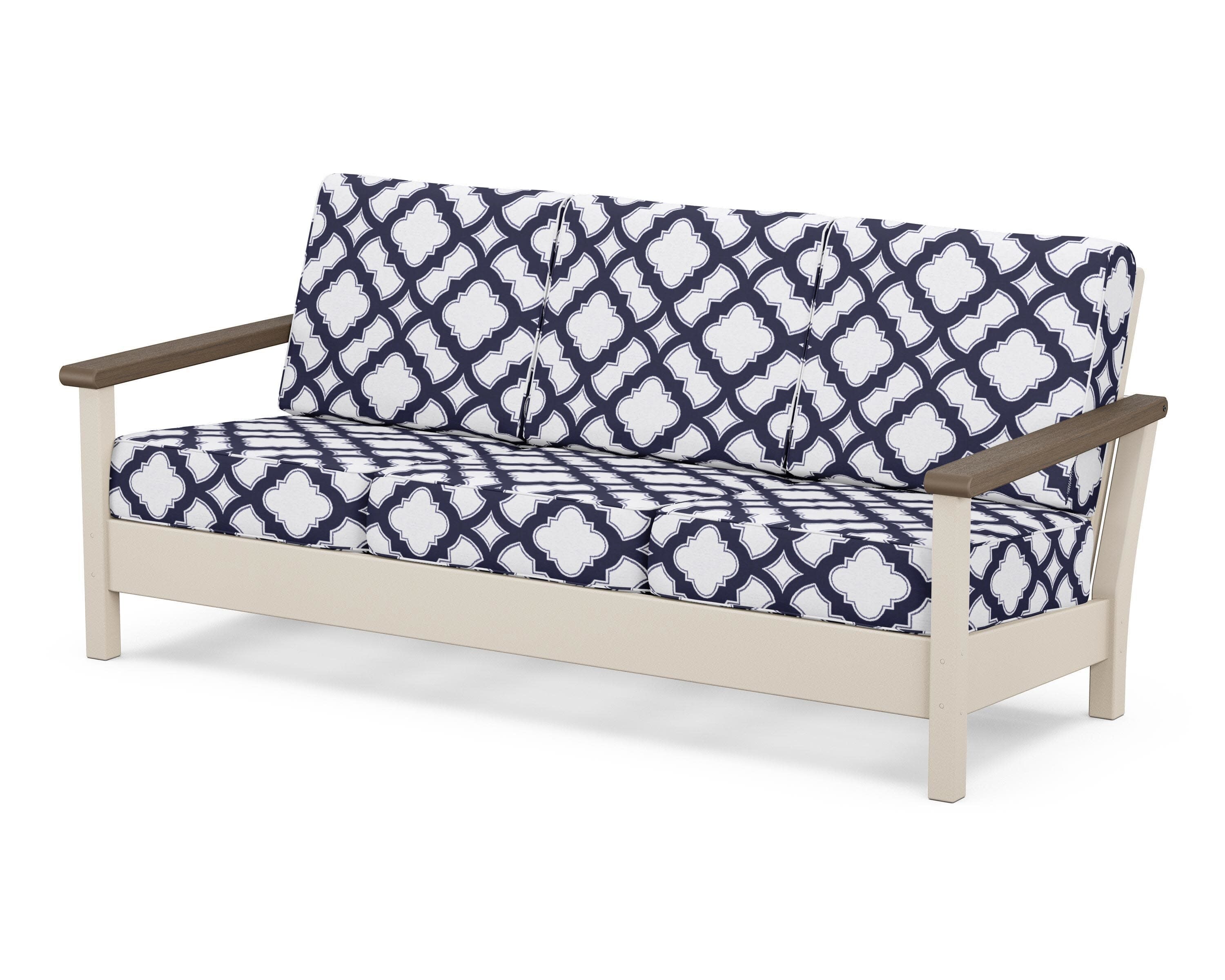 Harbour Deep Seating Sofa in Sand / Kona / Trellis Navy