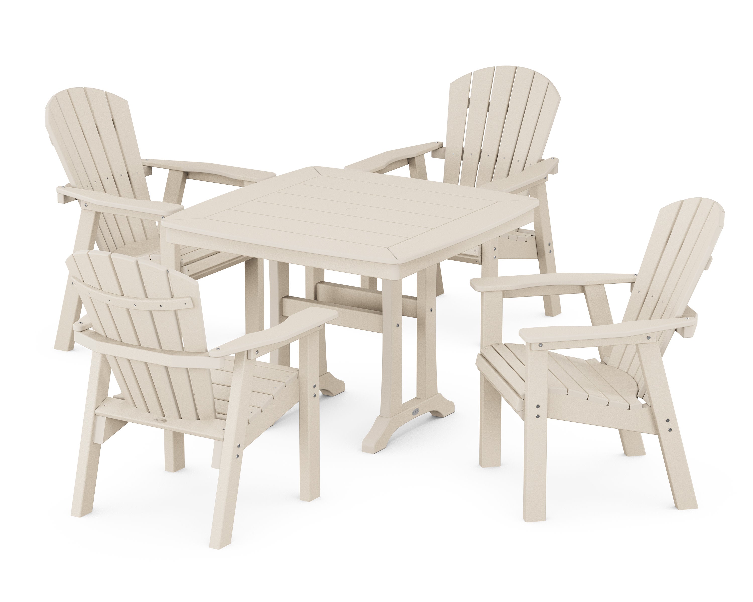 Seashell 5-Piece Dining Set with Trestle Legs in Sand