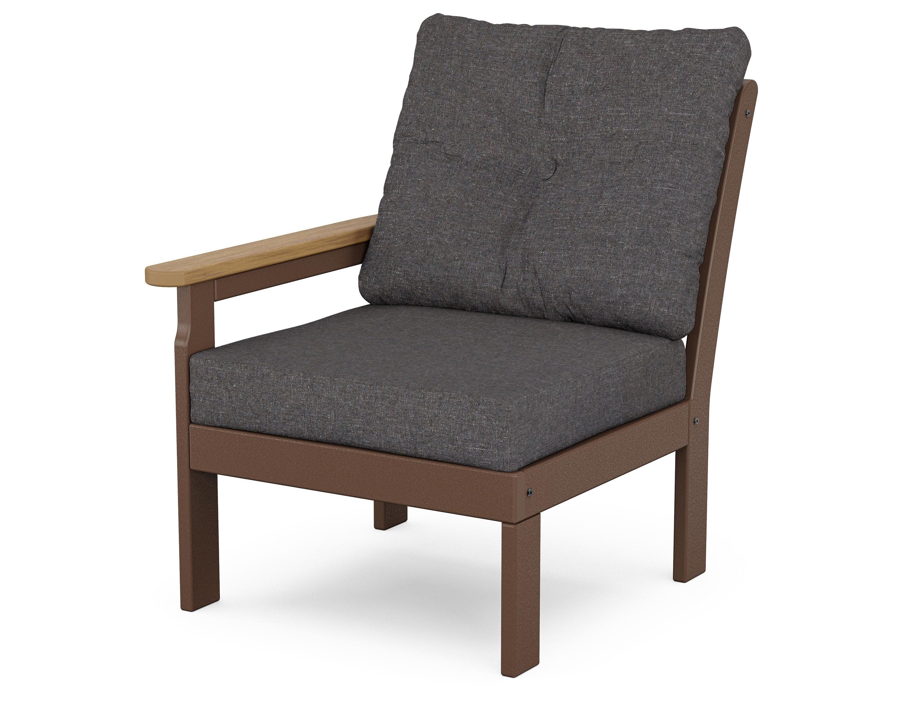 Vineyard Modular Left Arm Chair in Mahogany / Natural / Ash Charcoal