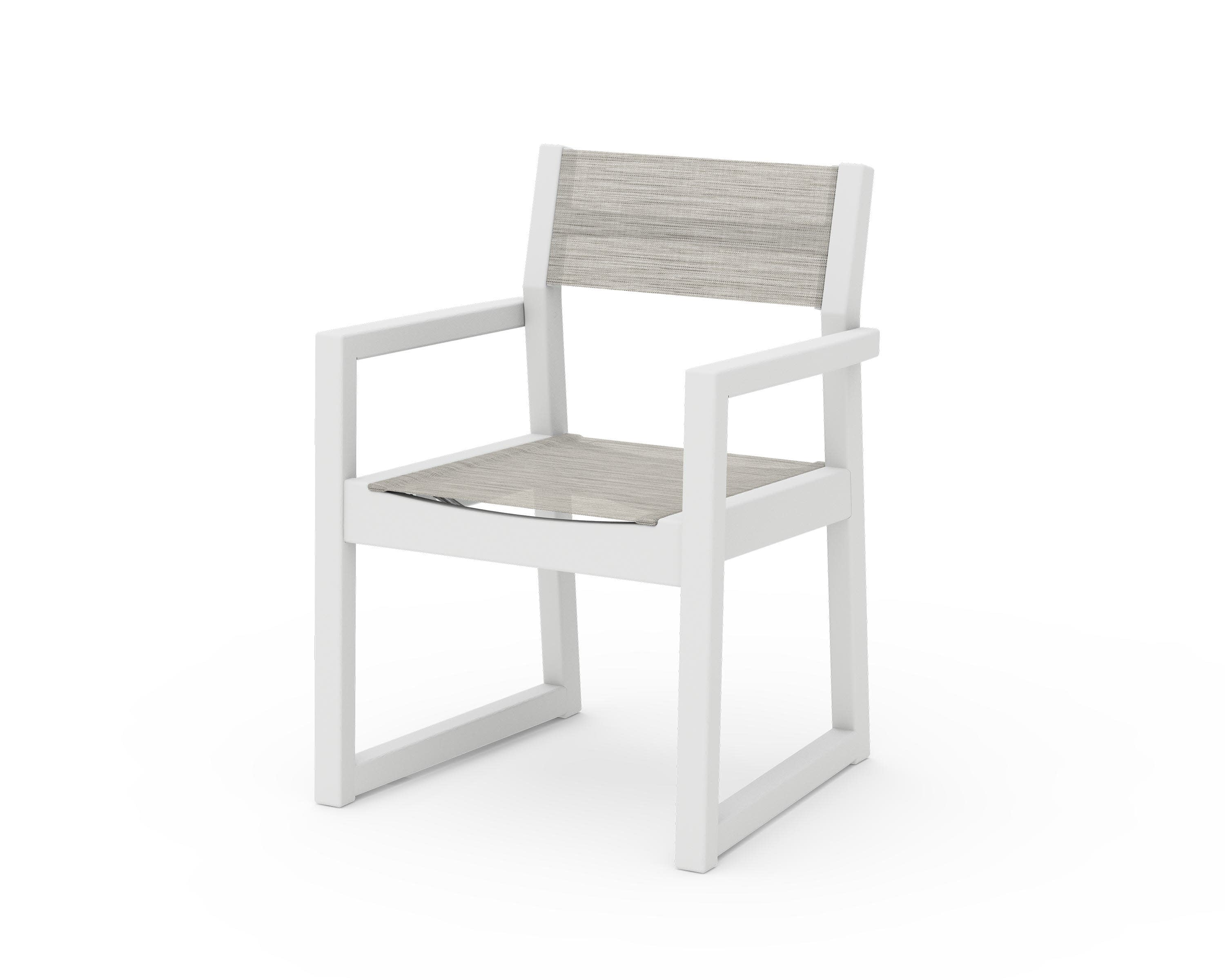EDGE Sling Dining Arm Chair in White / Birch Sling
