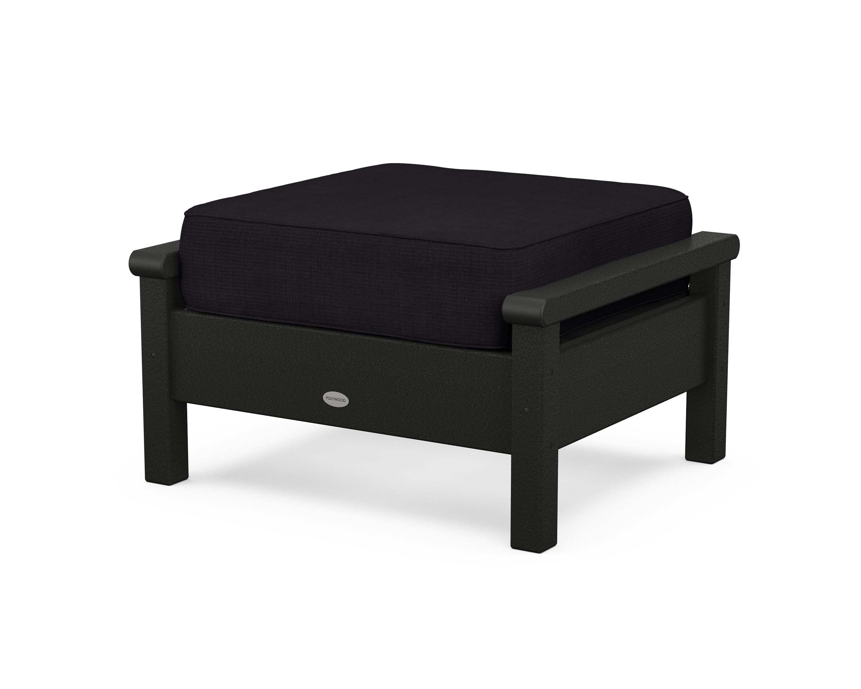 Harbour Deep Seating Ottoman in Black / Midnight Linen
