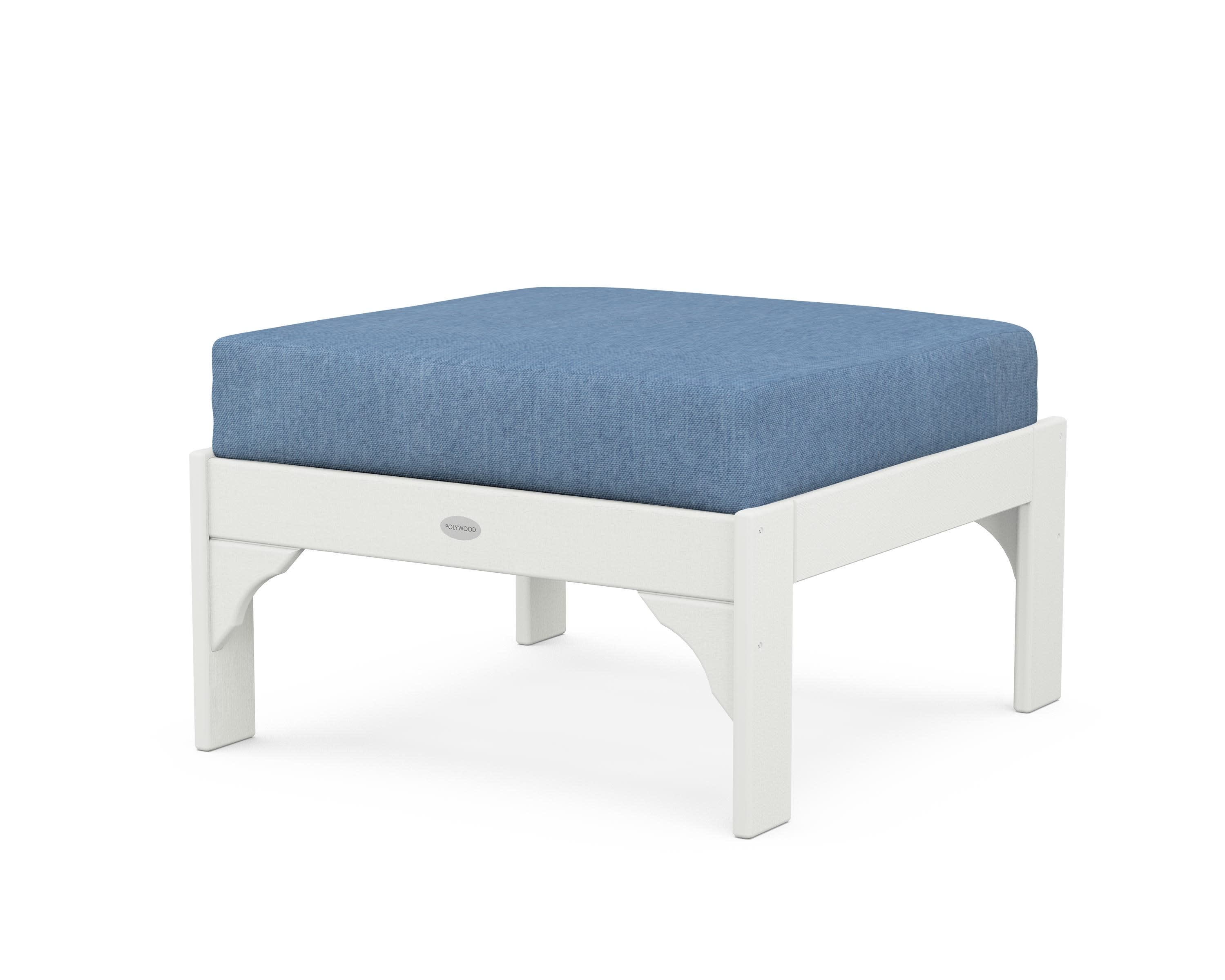 Vineyard Deep Seating Ottoman in Vintage White / Sky Blue