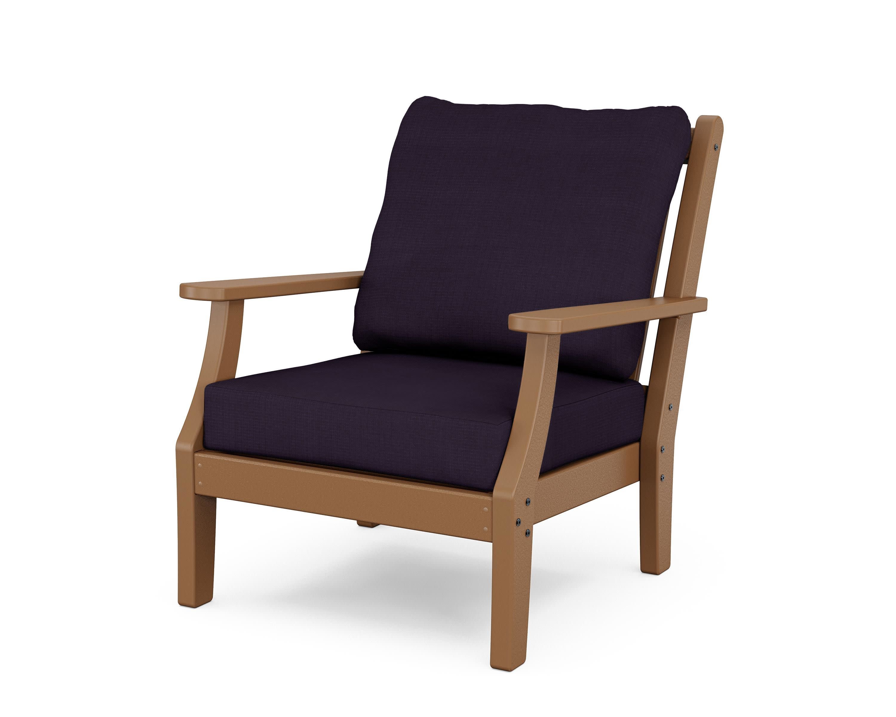 Wovendale Deep Seating Chair in Teak / Navy Linen