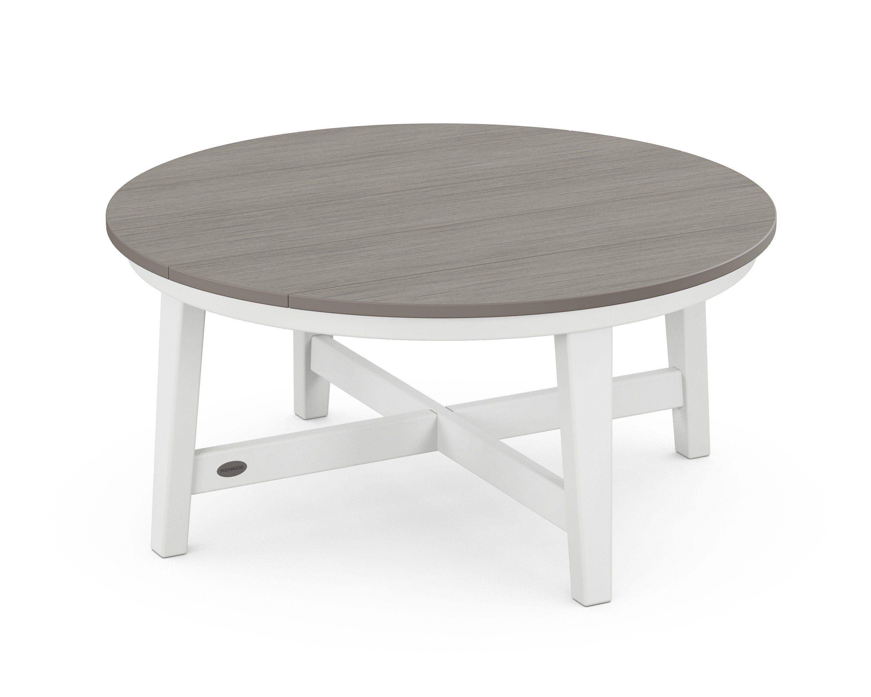 Newport 36" Round Coffee Table in White / Driftwood