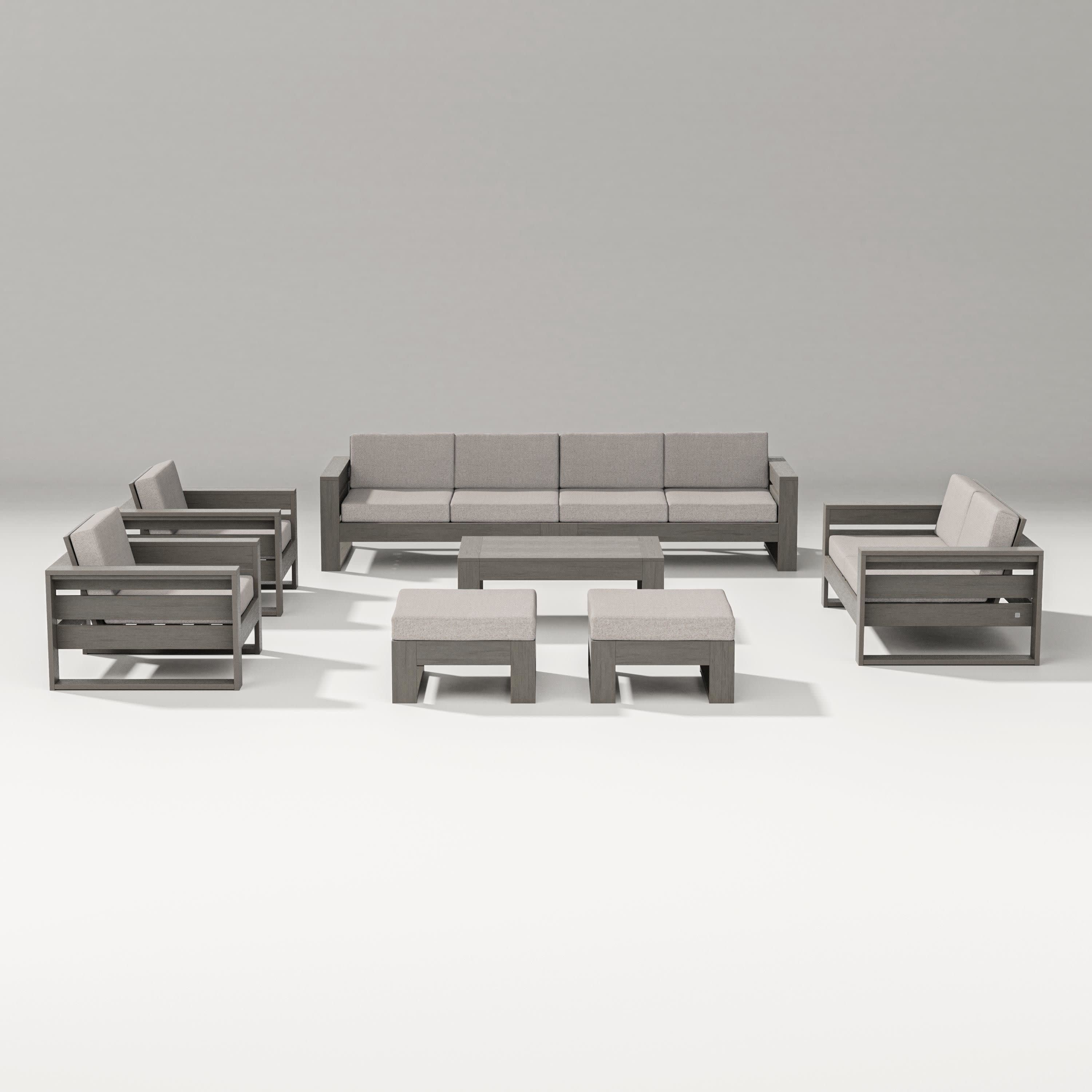 Latitude 8-Piece Lounge Sofa Set in Driftwood / Weathered Tweed