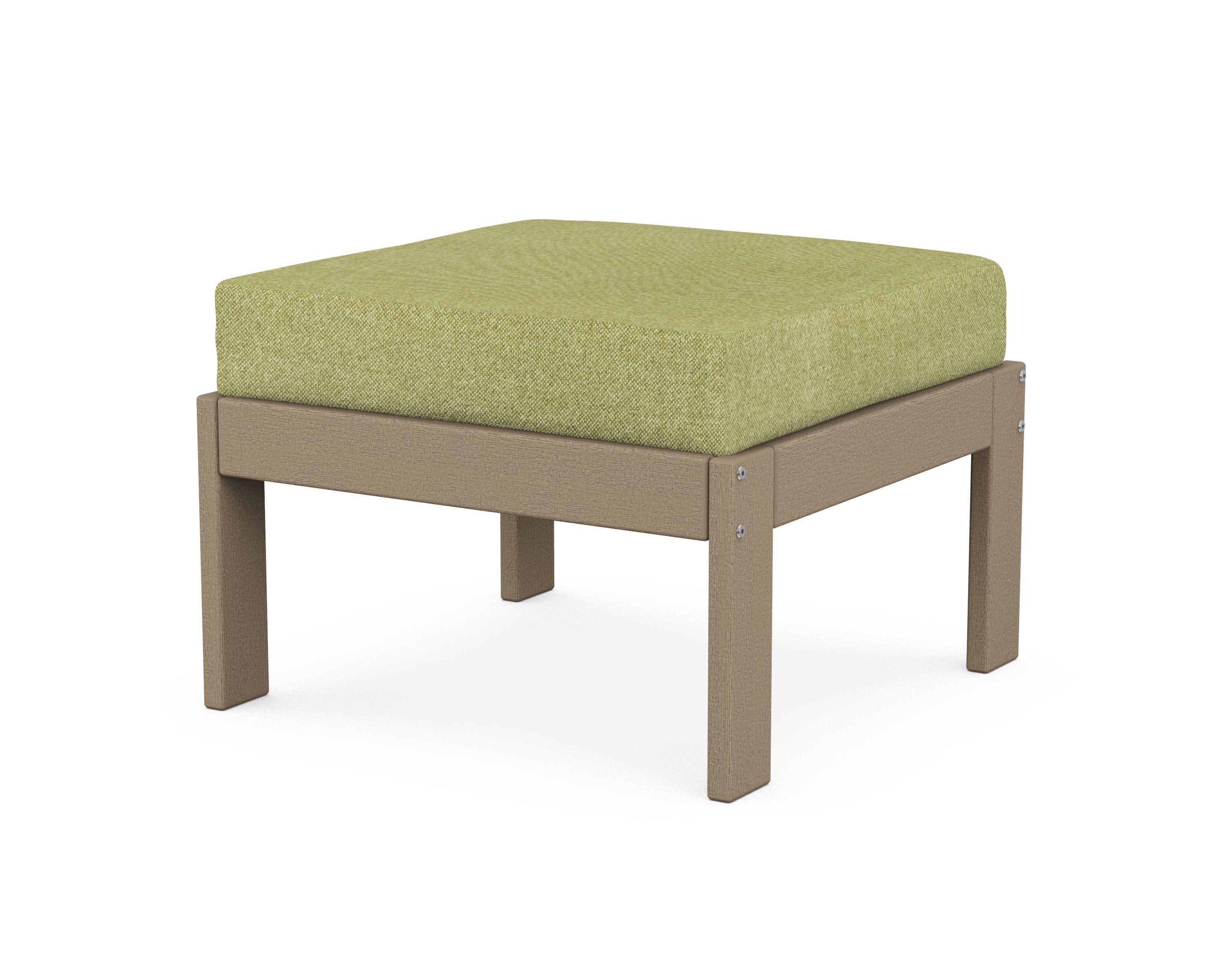 Vineyard Modular Ottoman in Vintage Sahara / Chartreuse Boucle