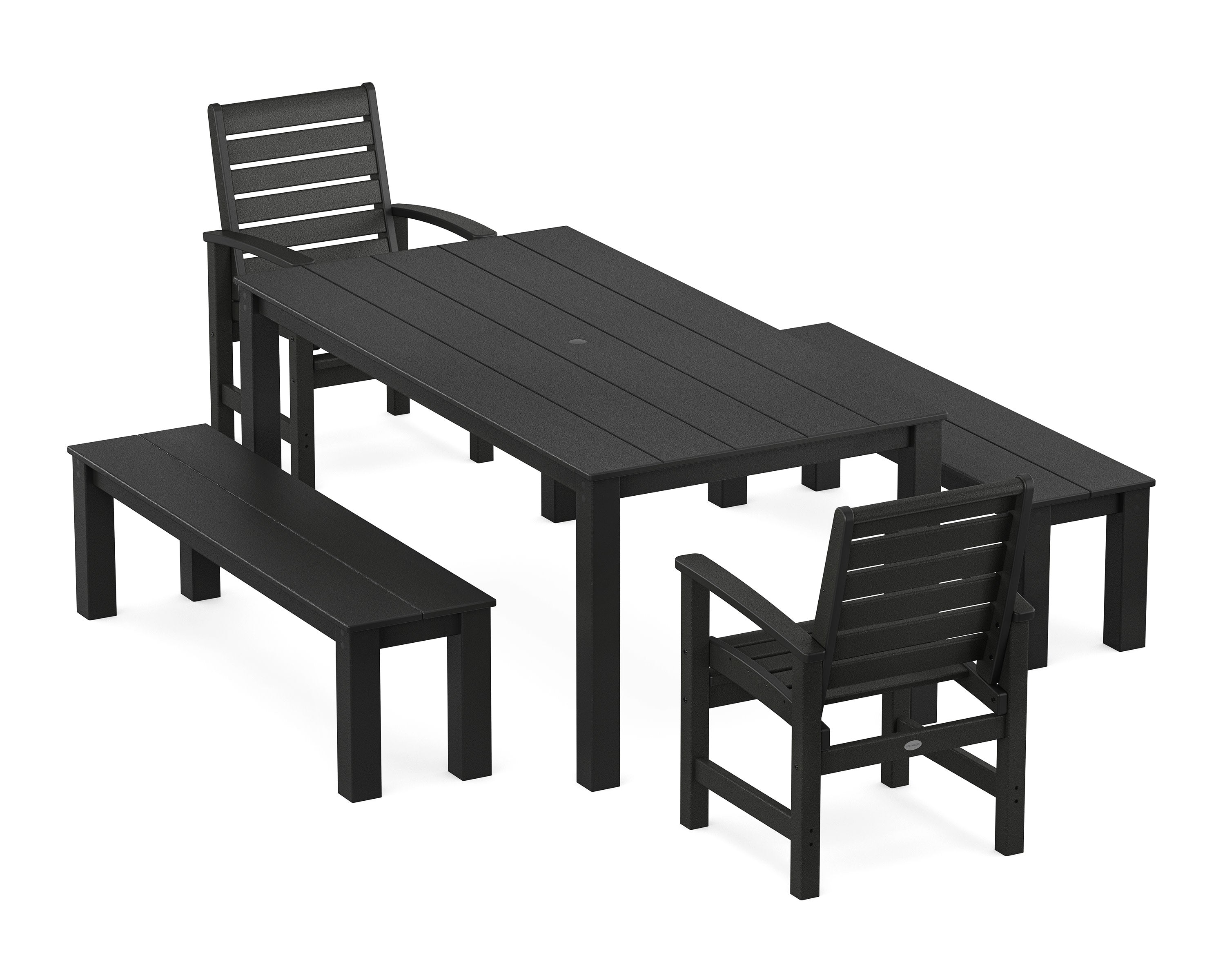 Signature 5-Piece Parsons Dining Set with Benches in Black
