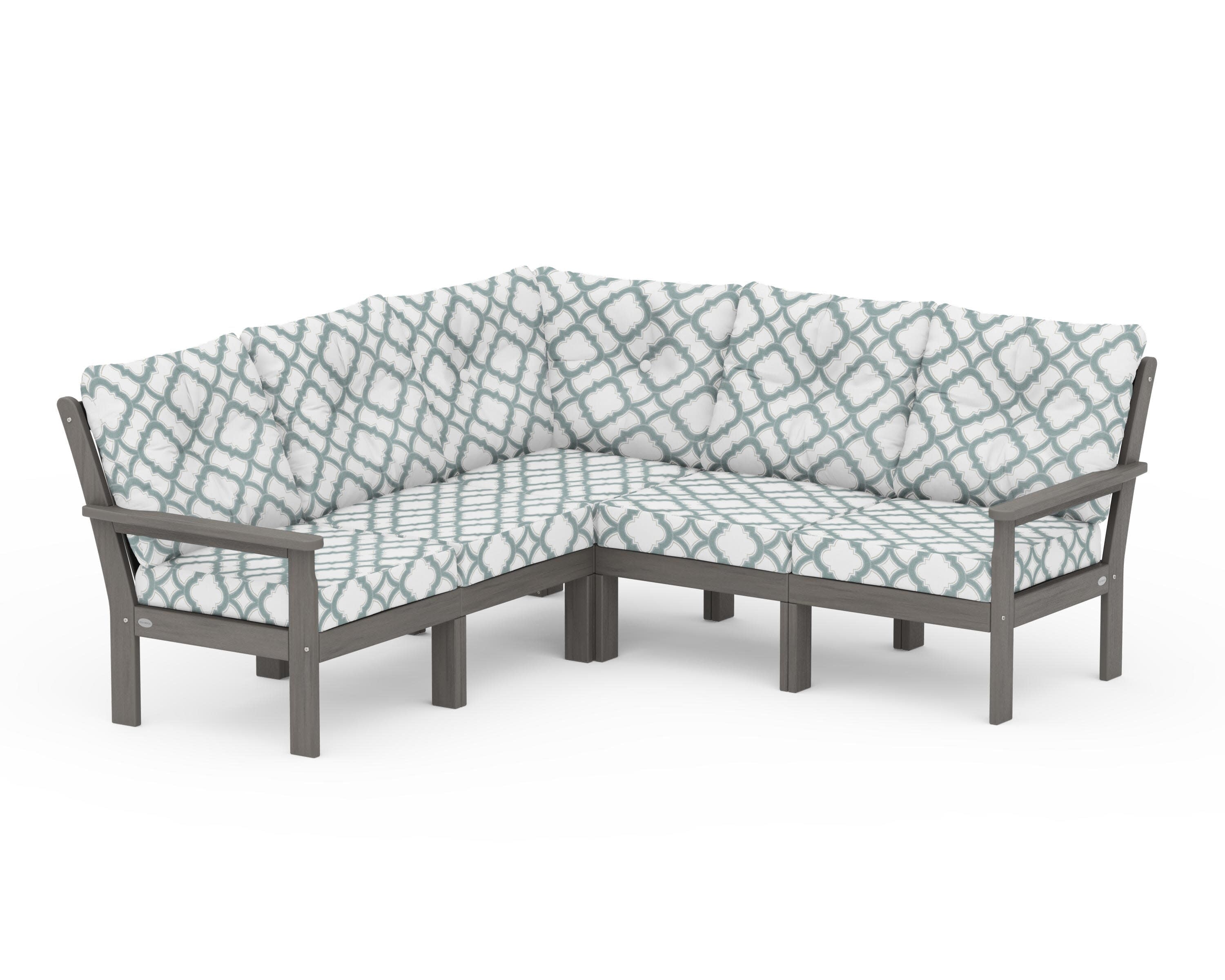 Vineyard 5-Piece Sectional in Driftwood / Trellis Glacier Spa