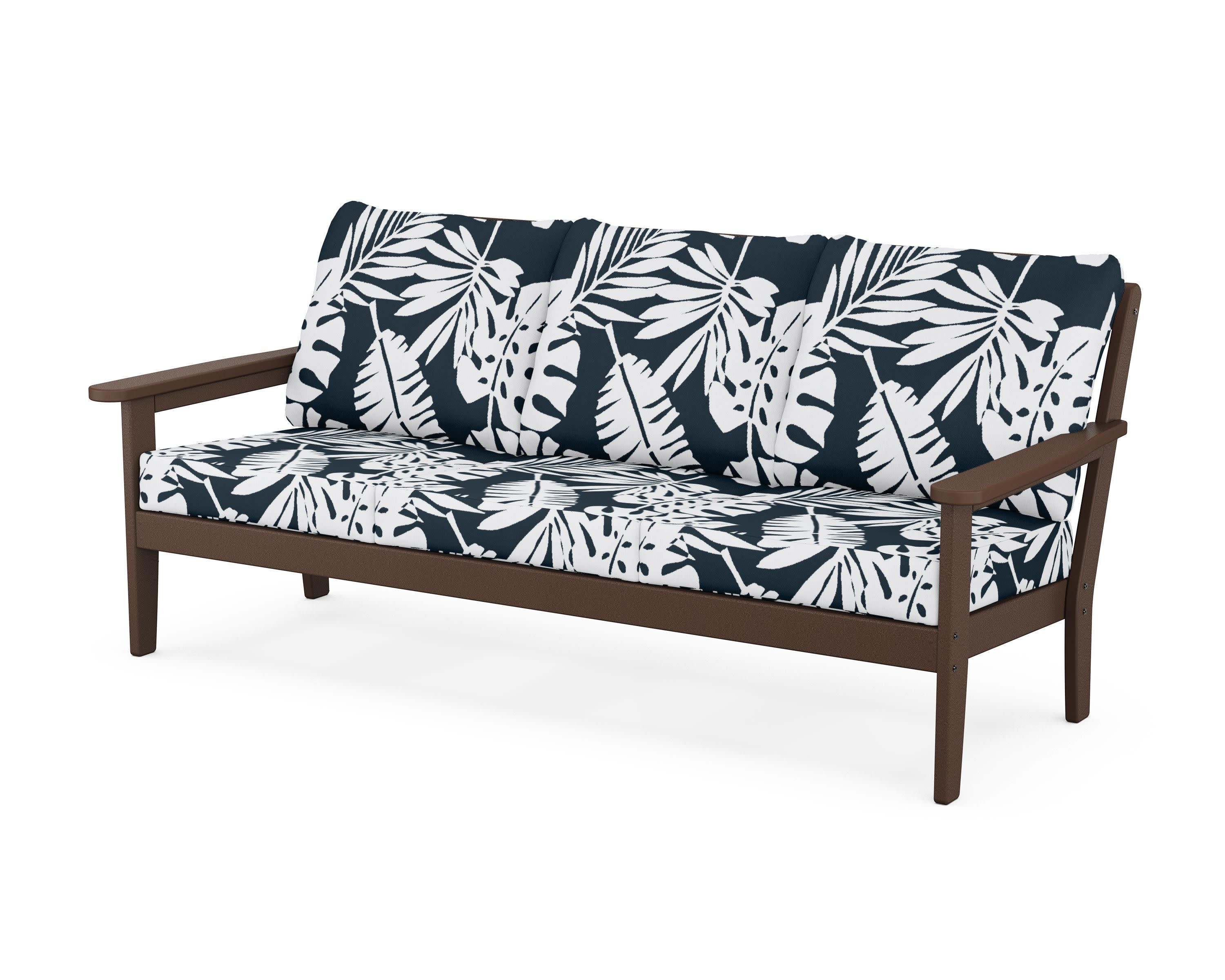 Cottage Deep Seating Sofa in Mahogany / Leaf Marine Indigo