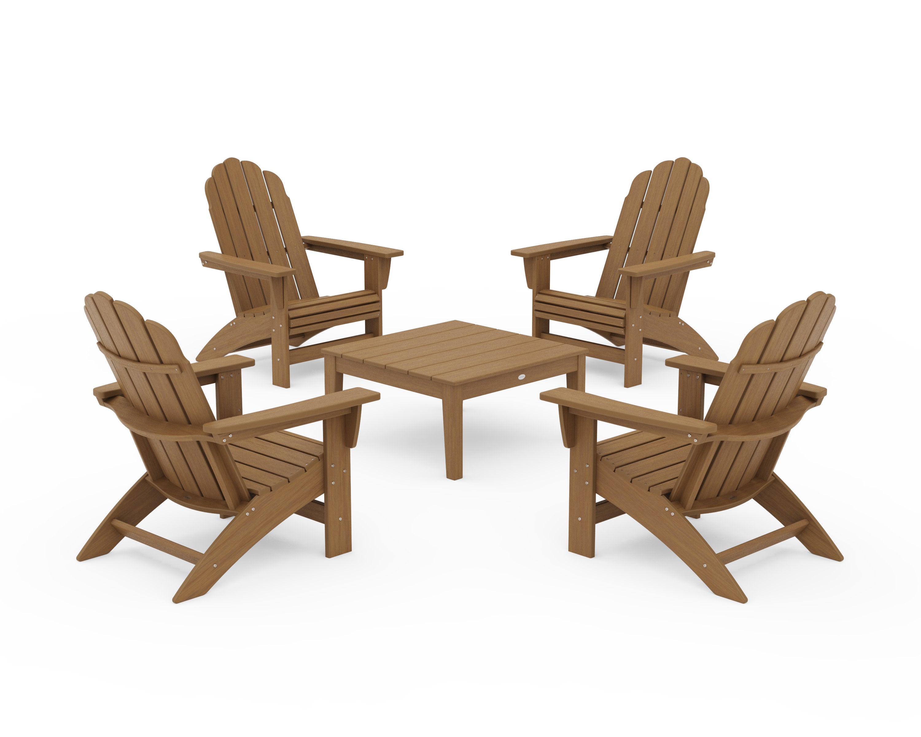 5-Piece Vineyard Grand Adirondack Chair Conversation Group in Natural
