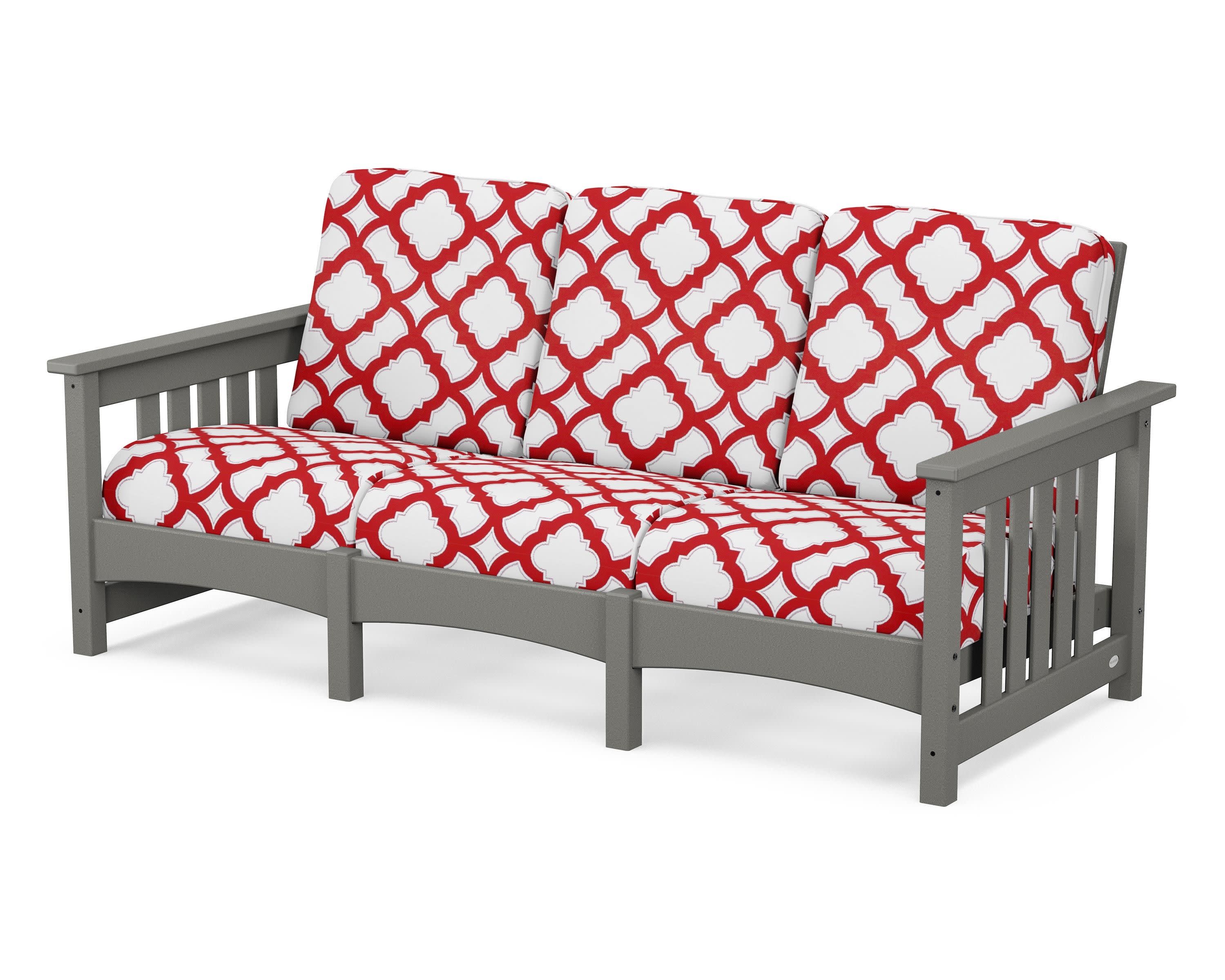 Club Mission Sofa in Slate Grey / Trellis Crimson