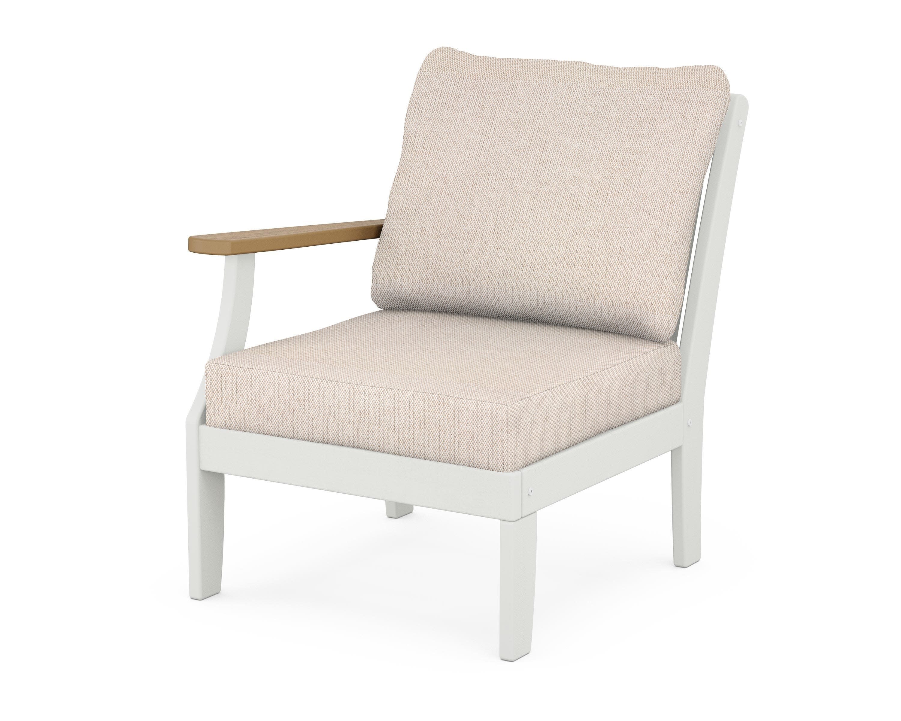 Braxton Modular Left Arm Chair in White / Natural / Blend Linen